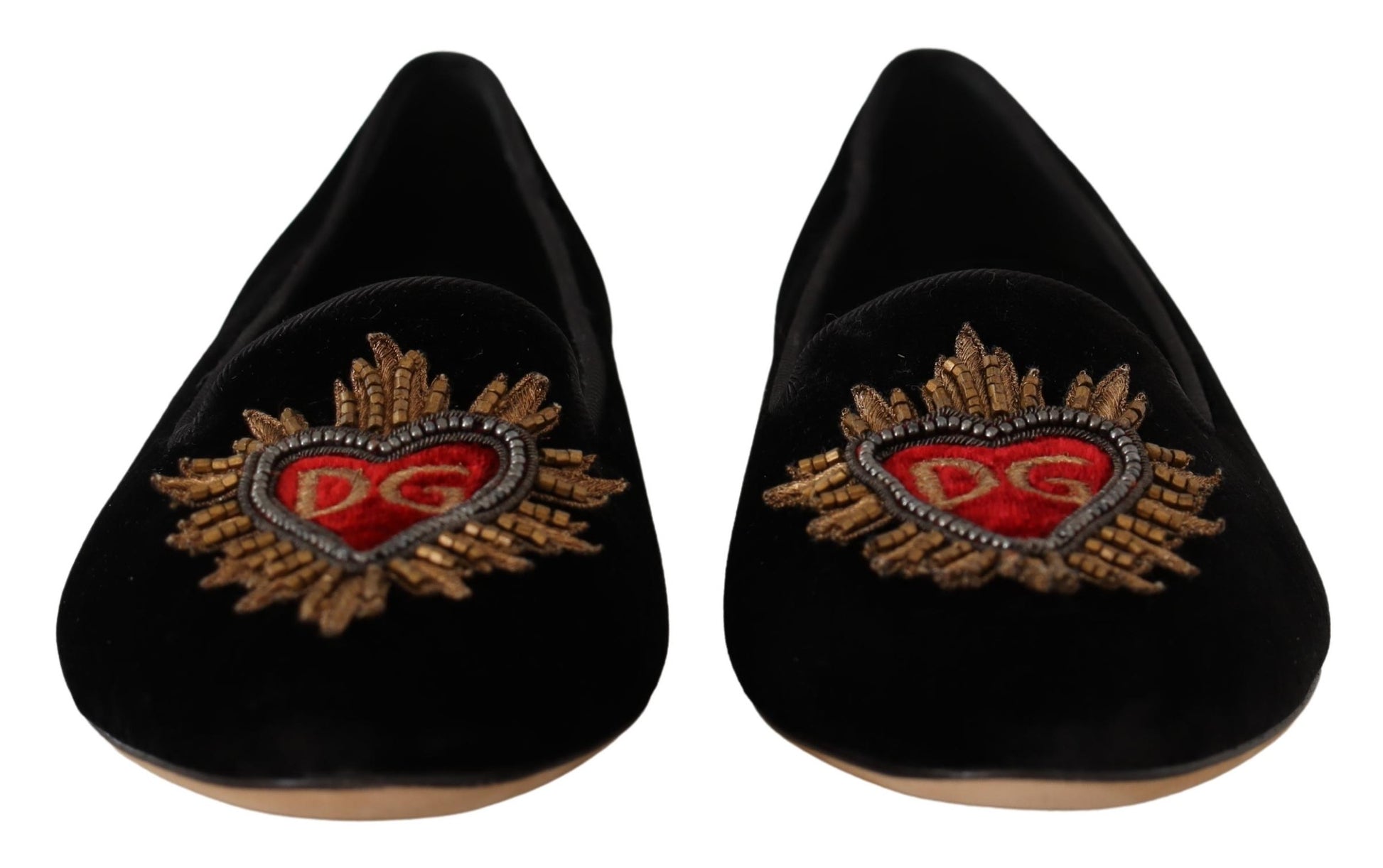 Chaussures plates à enfiler Dolce &amp; Gabbana noires avec patch DG Sacred Heart