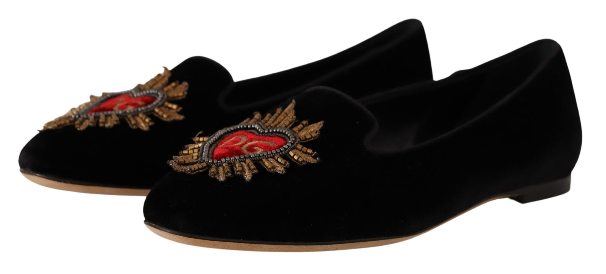 Chaussures plates à enfiler Dolce &amp; Gabbana noires avec patch DG Sacred Heart