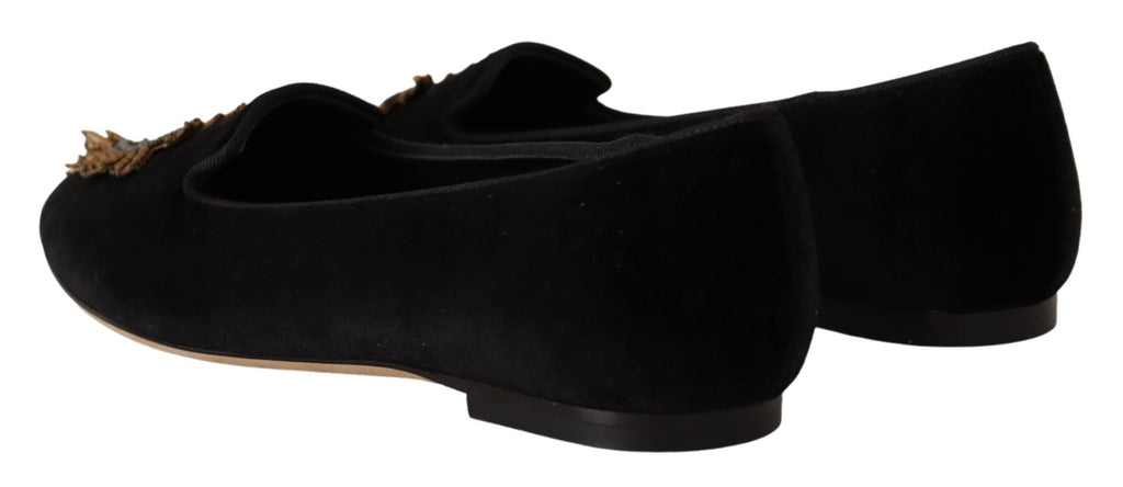 Chaussures plates à enfiler Dolce &amp; Gabbana noires avec patch DG Sacred Heart