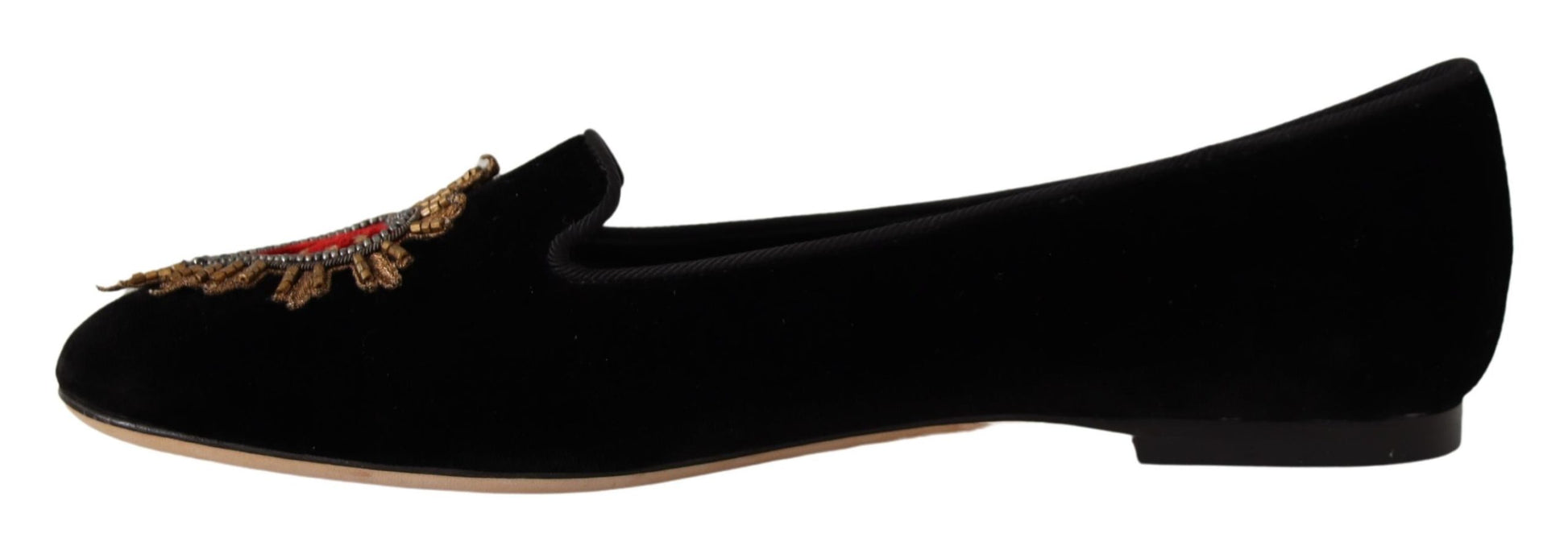 Chaussures plates à enfiler Dolce &amp; Gabbana noires avec patch DG Sacred Heart