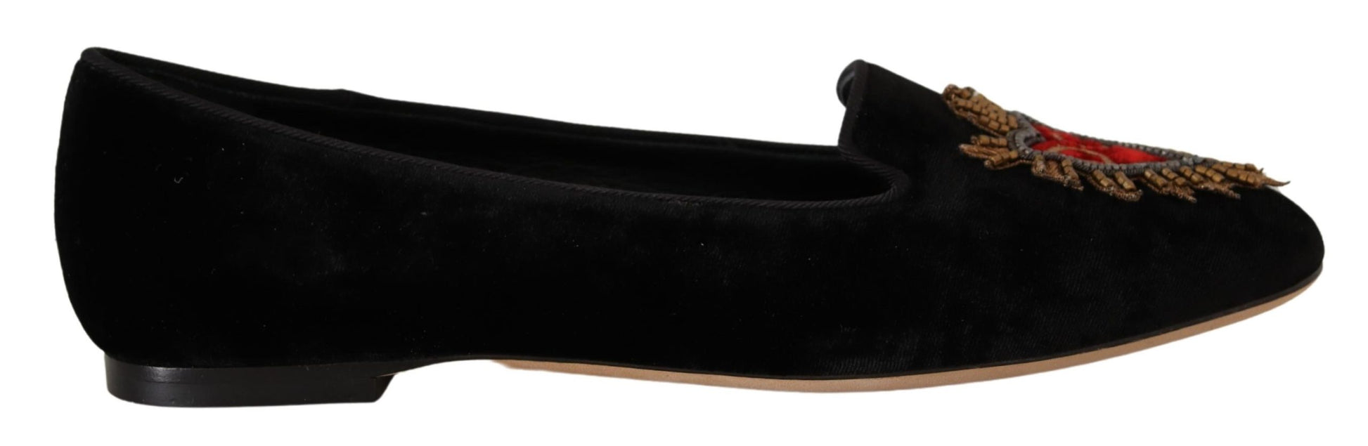 Chaussures plates à enfiler Dolce &amp; Gabbana noires avec patch DG Sacred Heart
