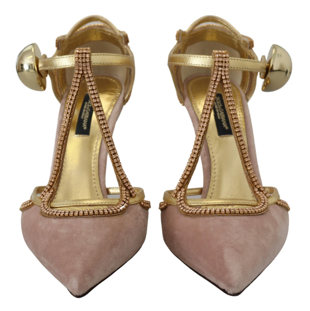Escarpins Dolce &amp; Gabbana à talons et brides en T en cristal rose