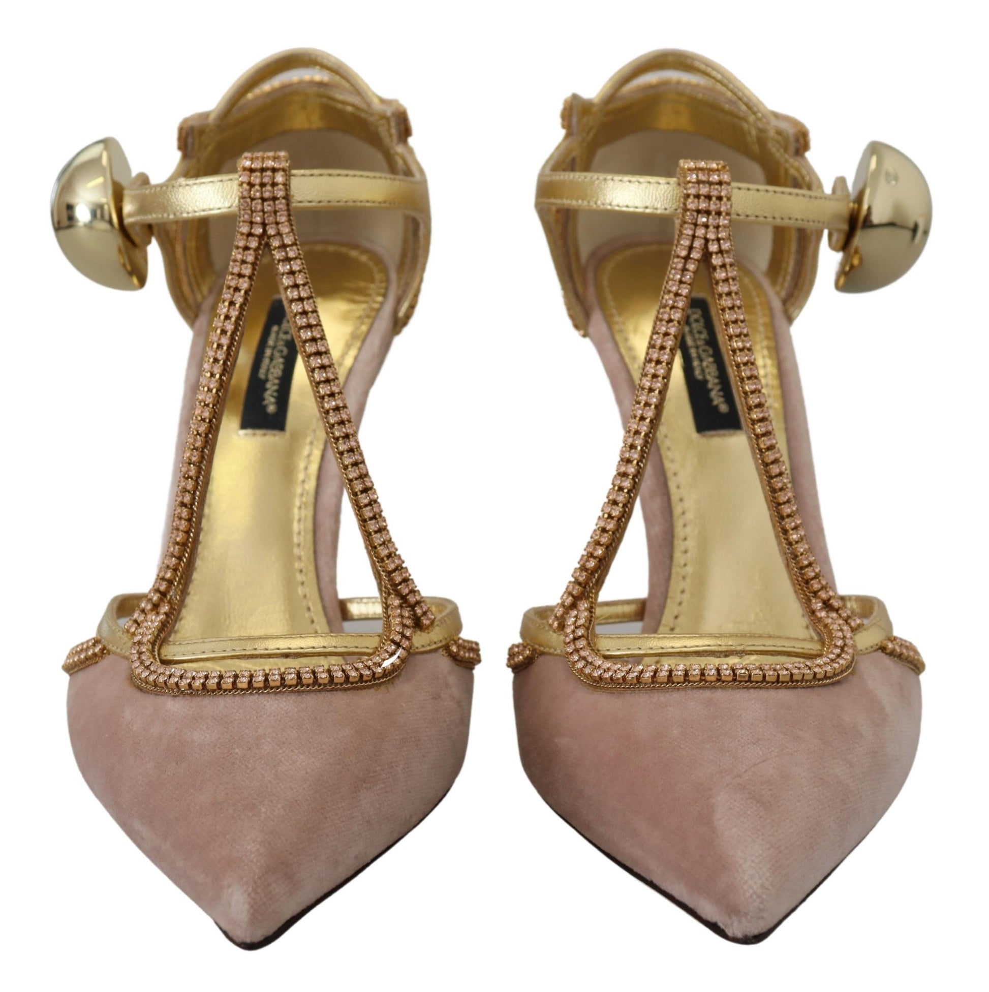 Escarpins Dolce &amp; Gabbana à talons et brides en T en cristal rose