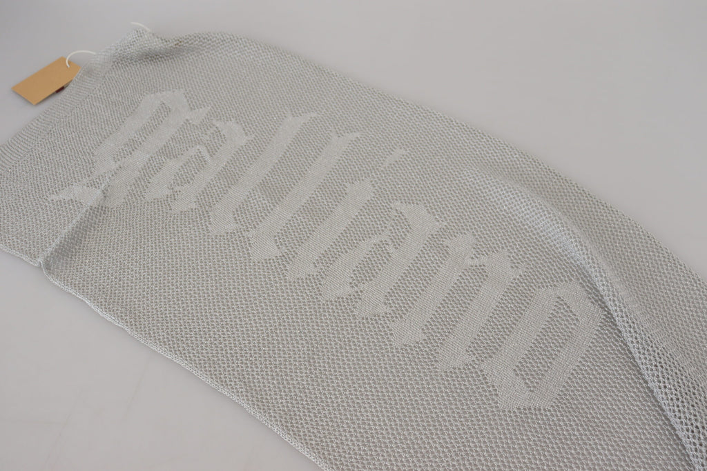 Foulard châle en tricot avec logo gris John Galliano