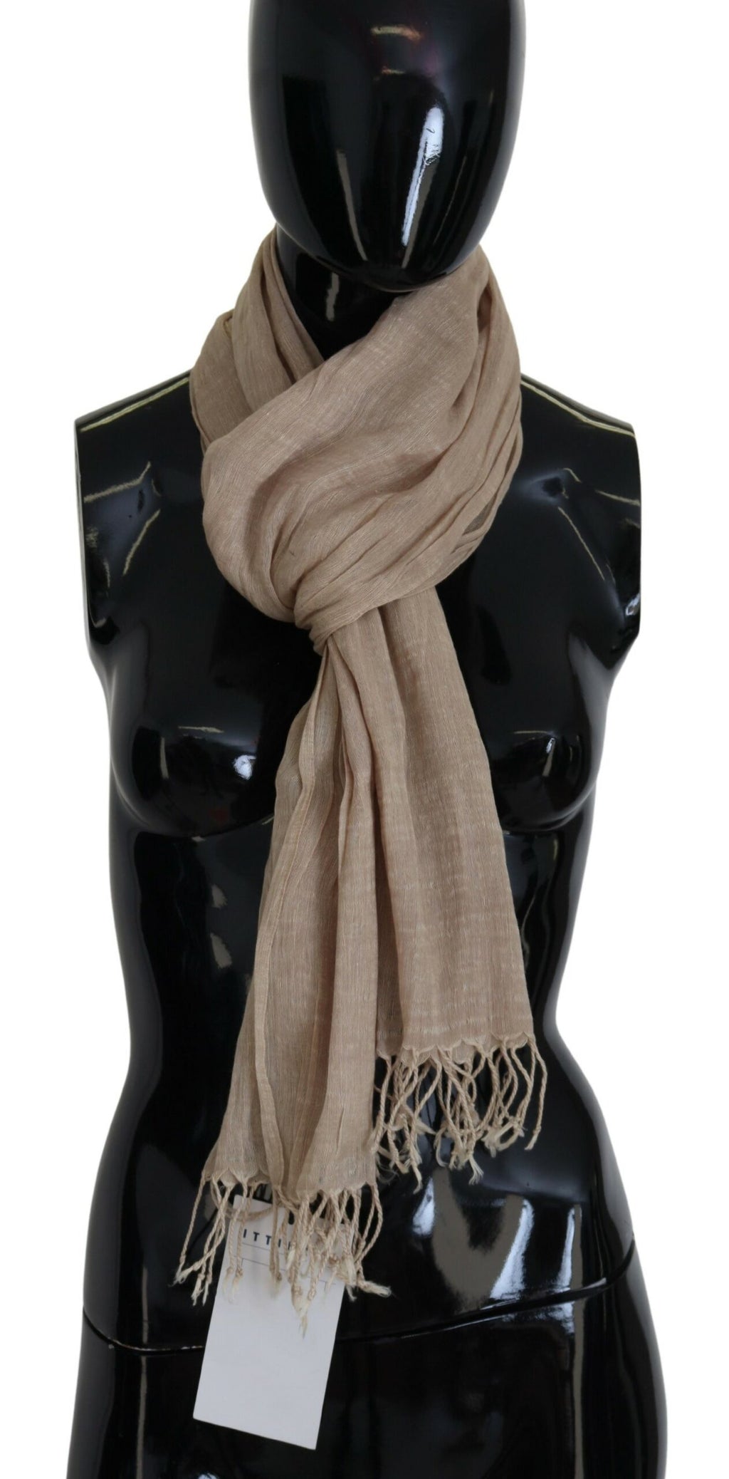 Costume National Châle en coton beige Foulard à franges