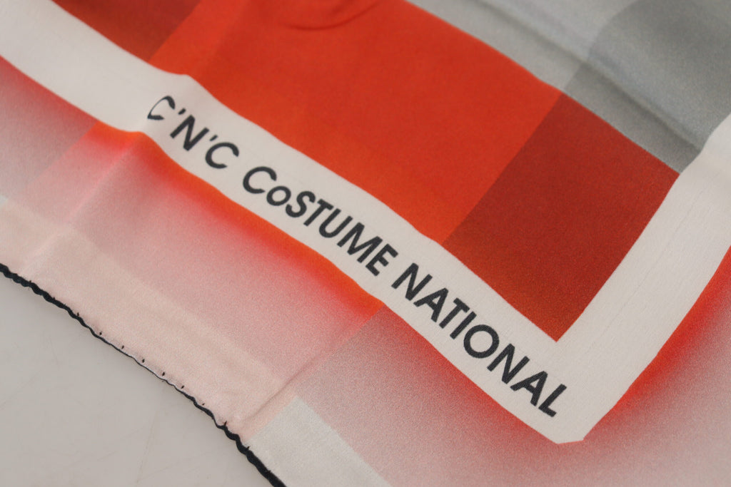 Costume National Châle Foulard Écharpe Wrap Gris Rouge