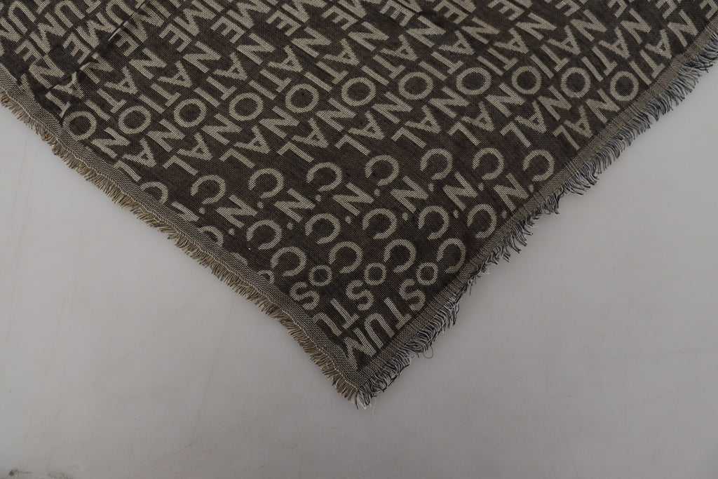 Écharpe châle en tricot avec logo national gris