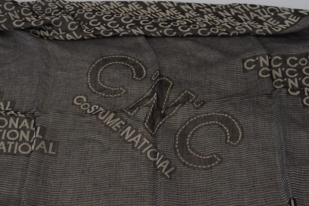 Écharpe châle en tricot avec logo national gris
