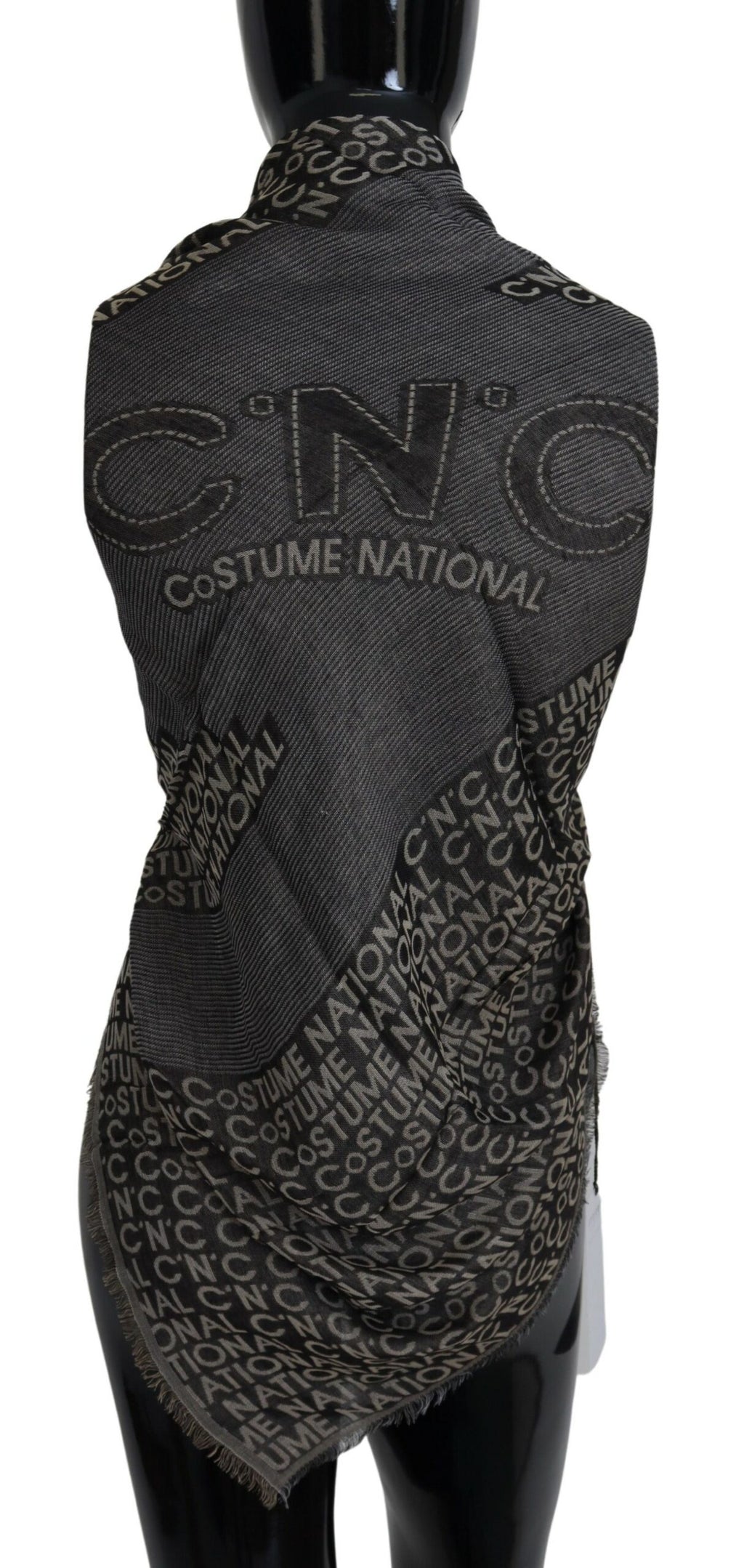 Écharpe châle en tricot avec logo national gris