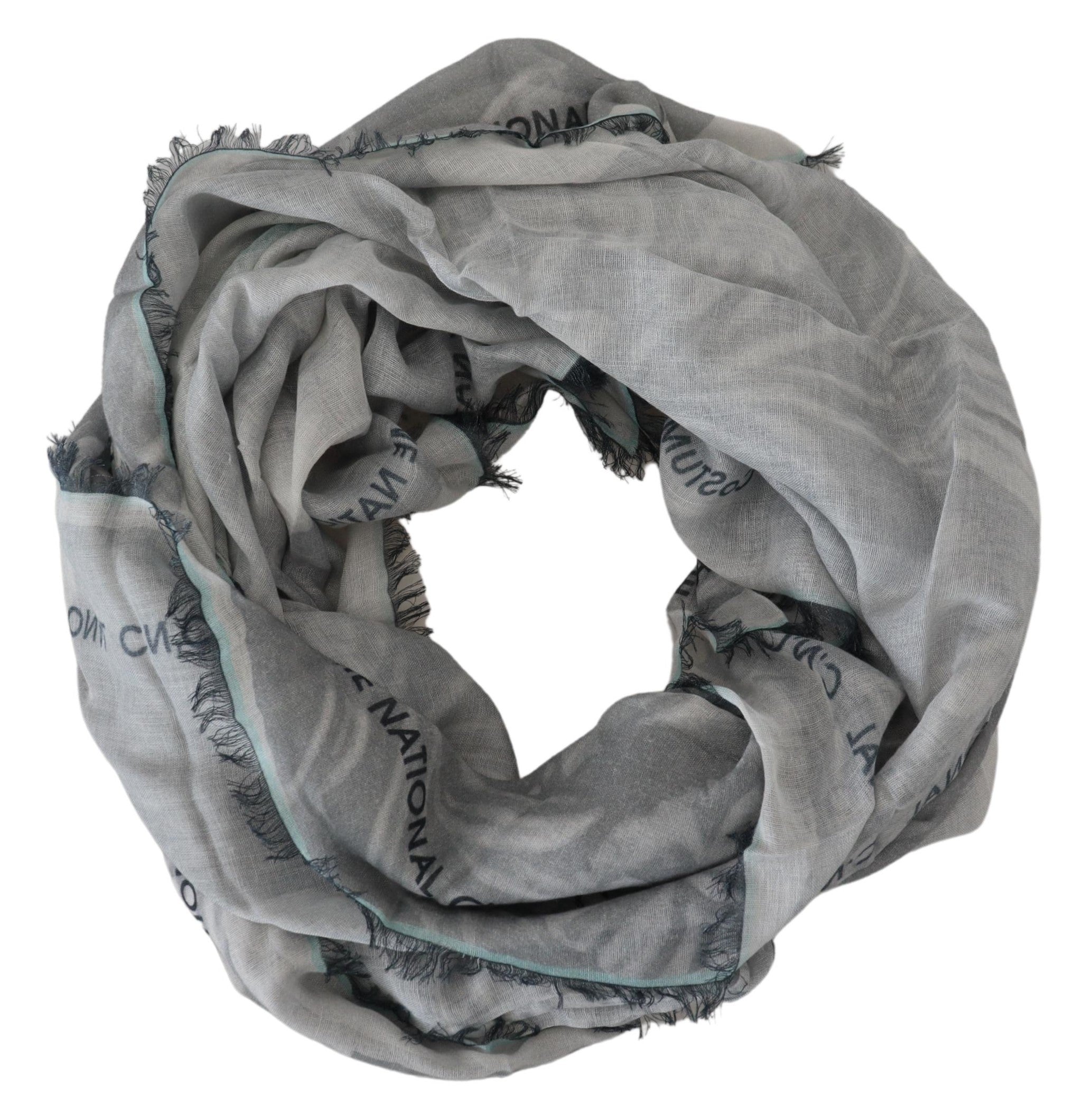 Costume National Gris Imprimé Châle Foulard Franges Écharpe