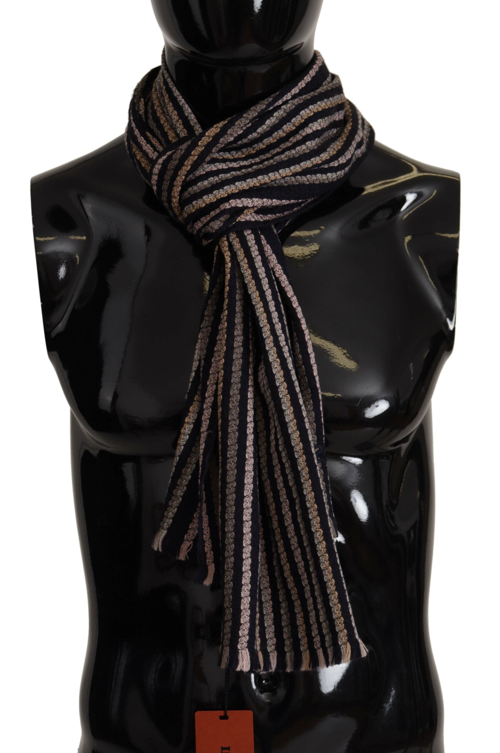 Écharpe châle à franges en laine à rayures multicolores Missoni