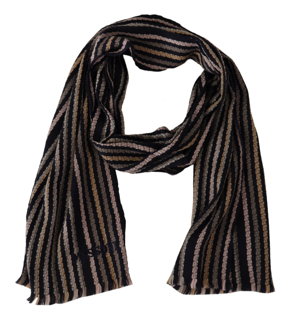 Écharpe châle à franges en laine à rayures multicolores Missoni