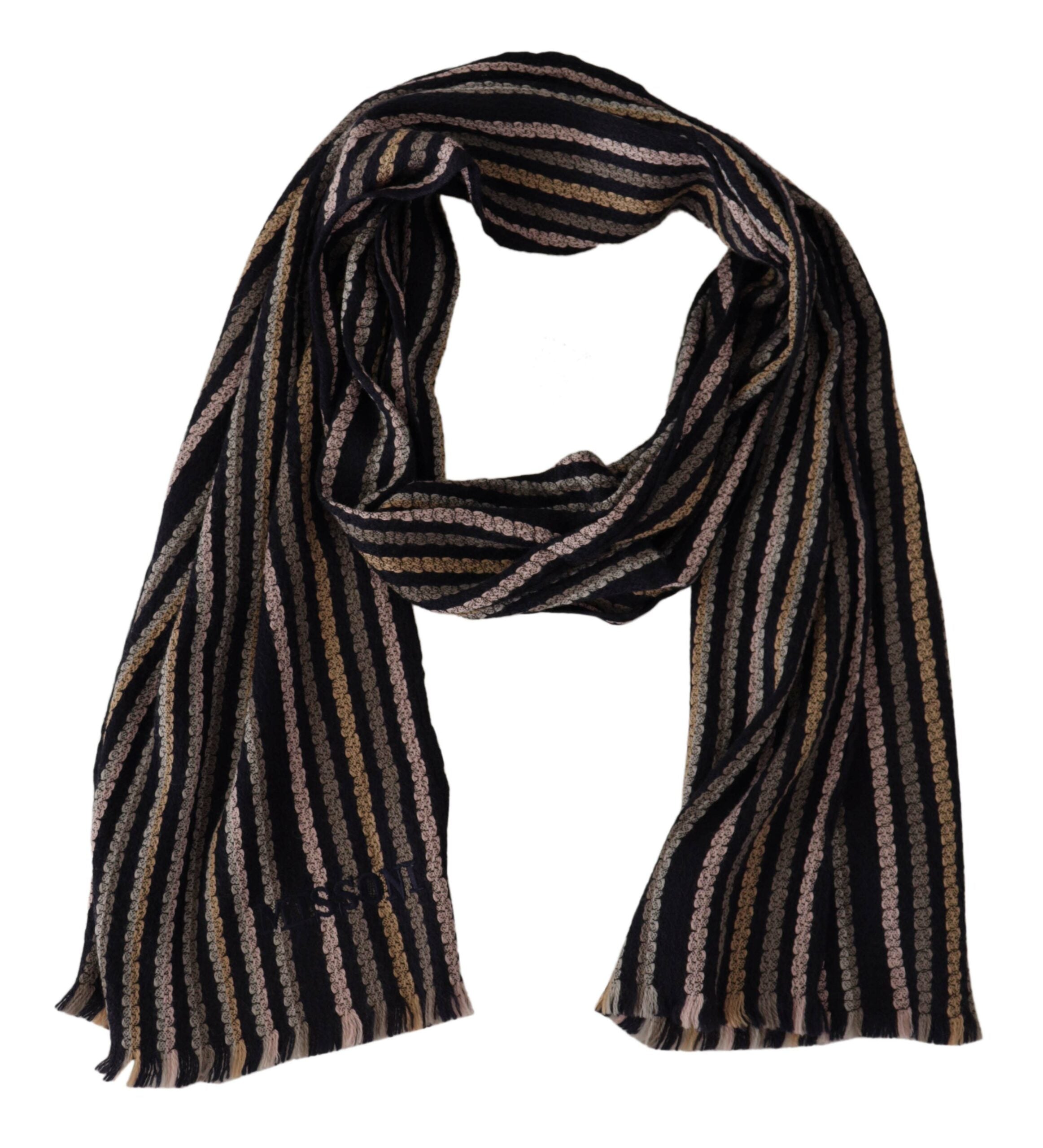 Écharpe châle à franges en laine à rayures multicolores Missoni