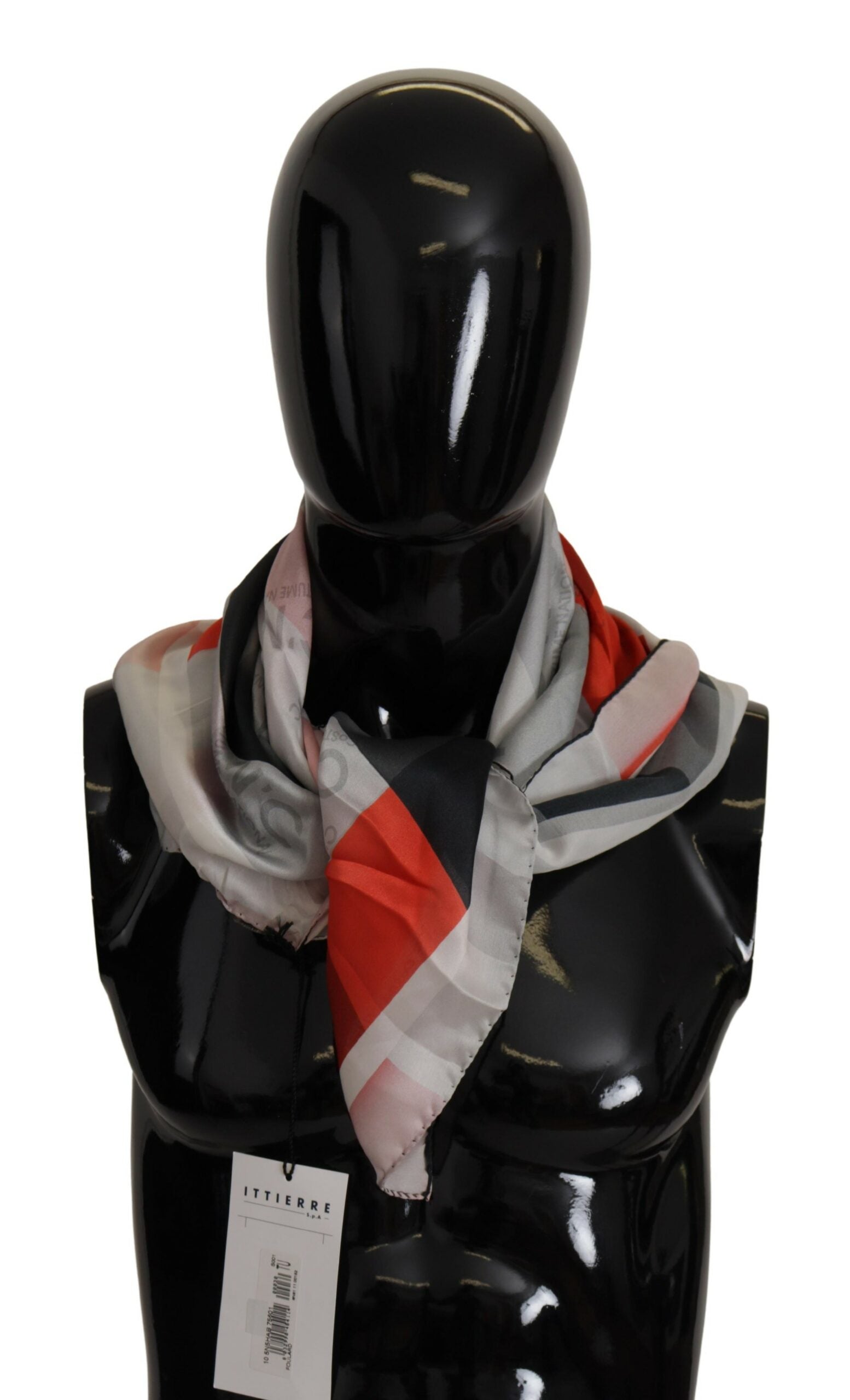 Foulard châle en soie gris rouge Costume National