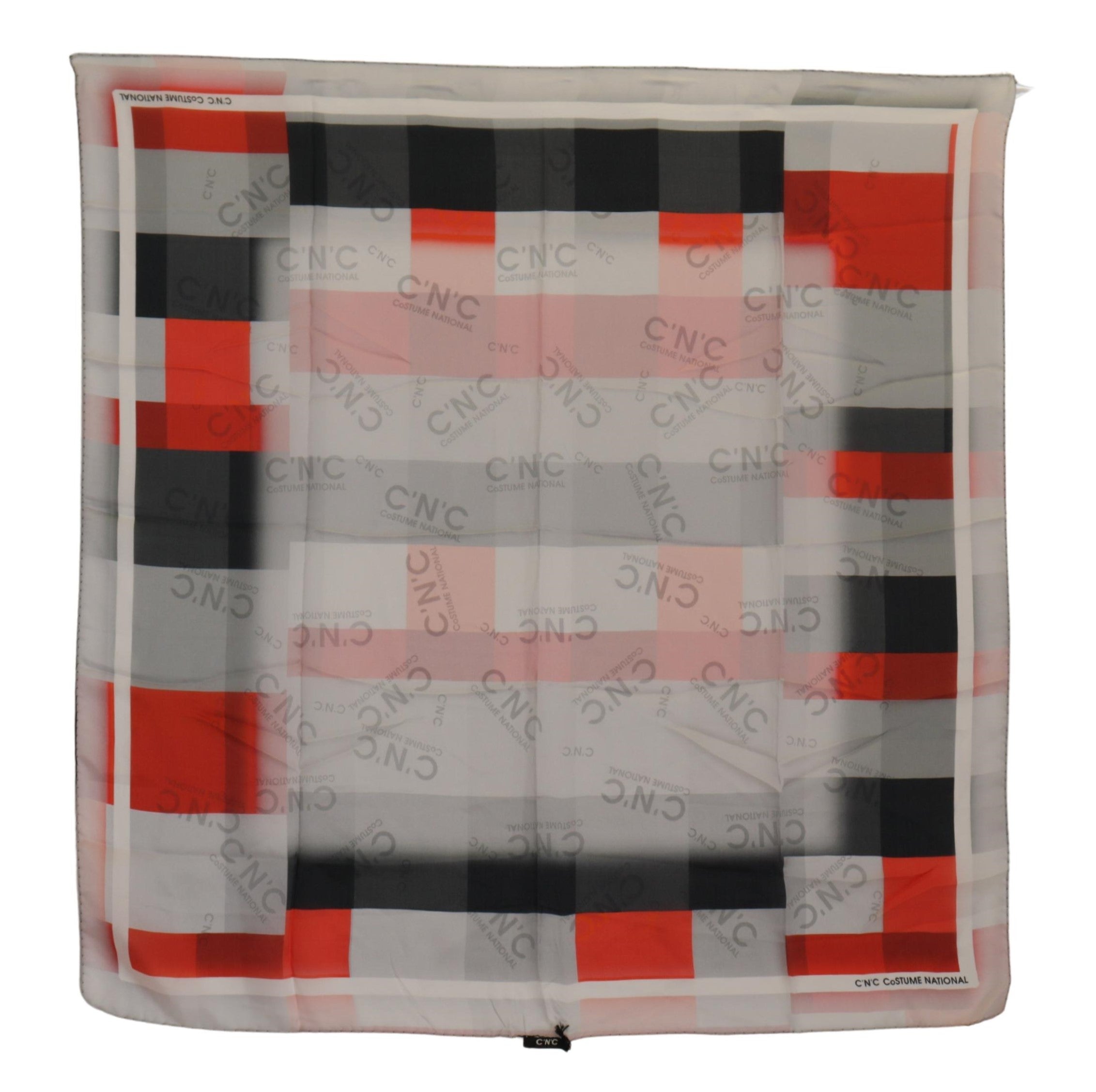 Foulard châle en soie gris rouge Costume National