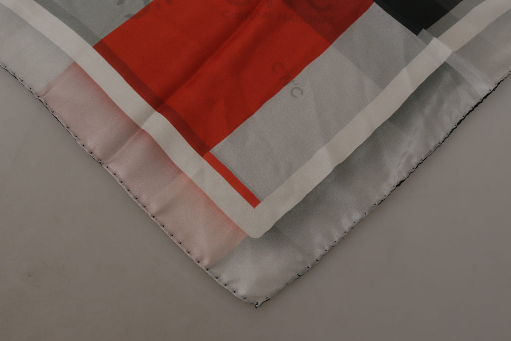Foulard châle en soie gris rouge Costume National