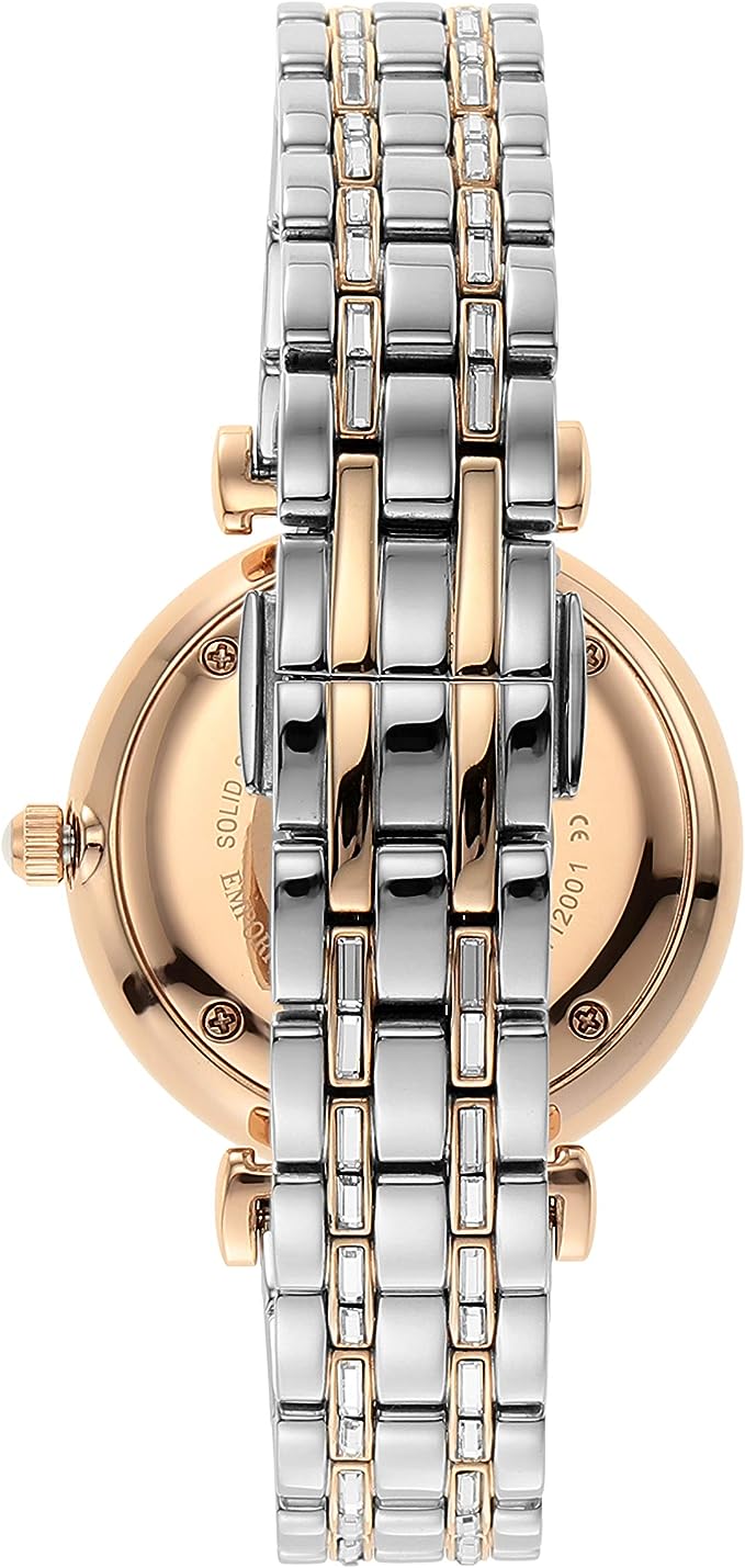 Montre élégante Emporio Armani à cristaux bicolores pavés
