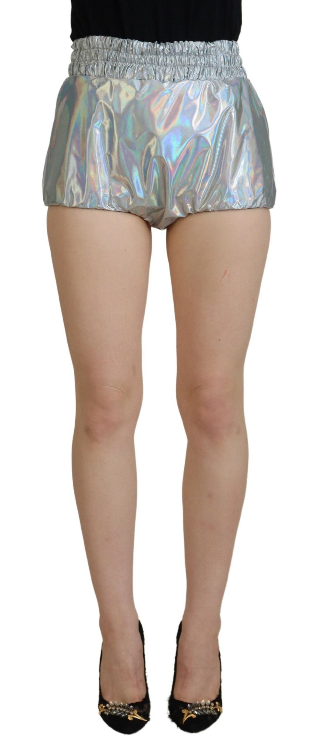 Short taille haute holographique argenté Dolce &amp; Gabbana