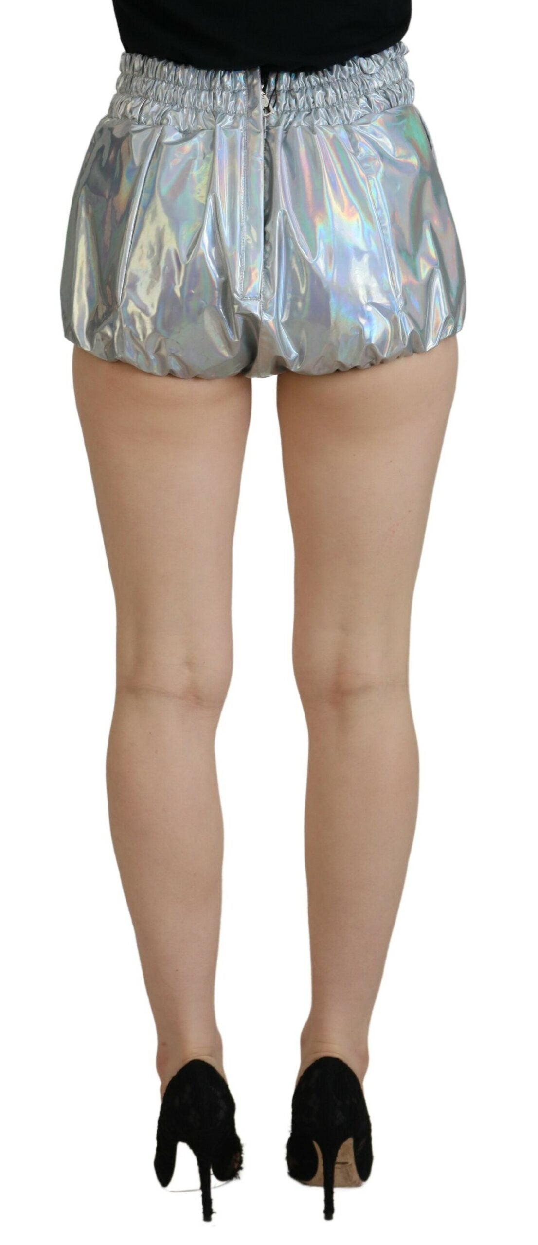 Short taille haute holographique argenté Dolce &amp; Gabbana