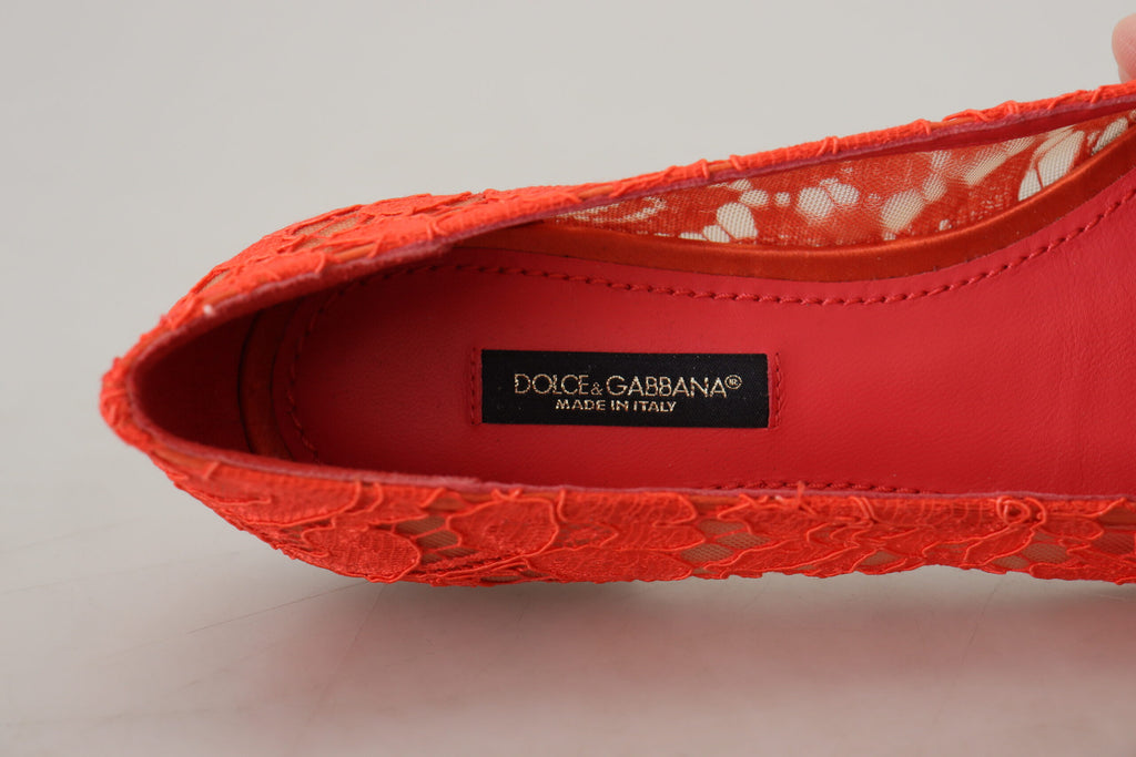 Ballerines Dolce &amp; Gabbana rouges en dentelle et cristaux Taormina