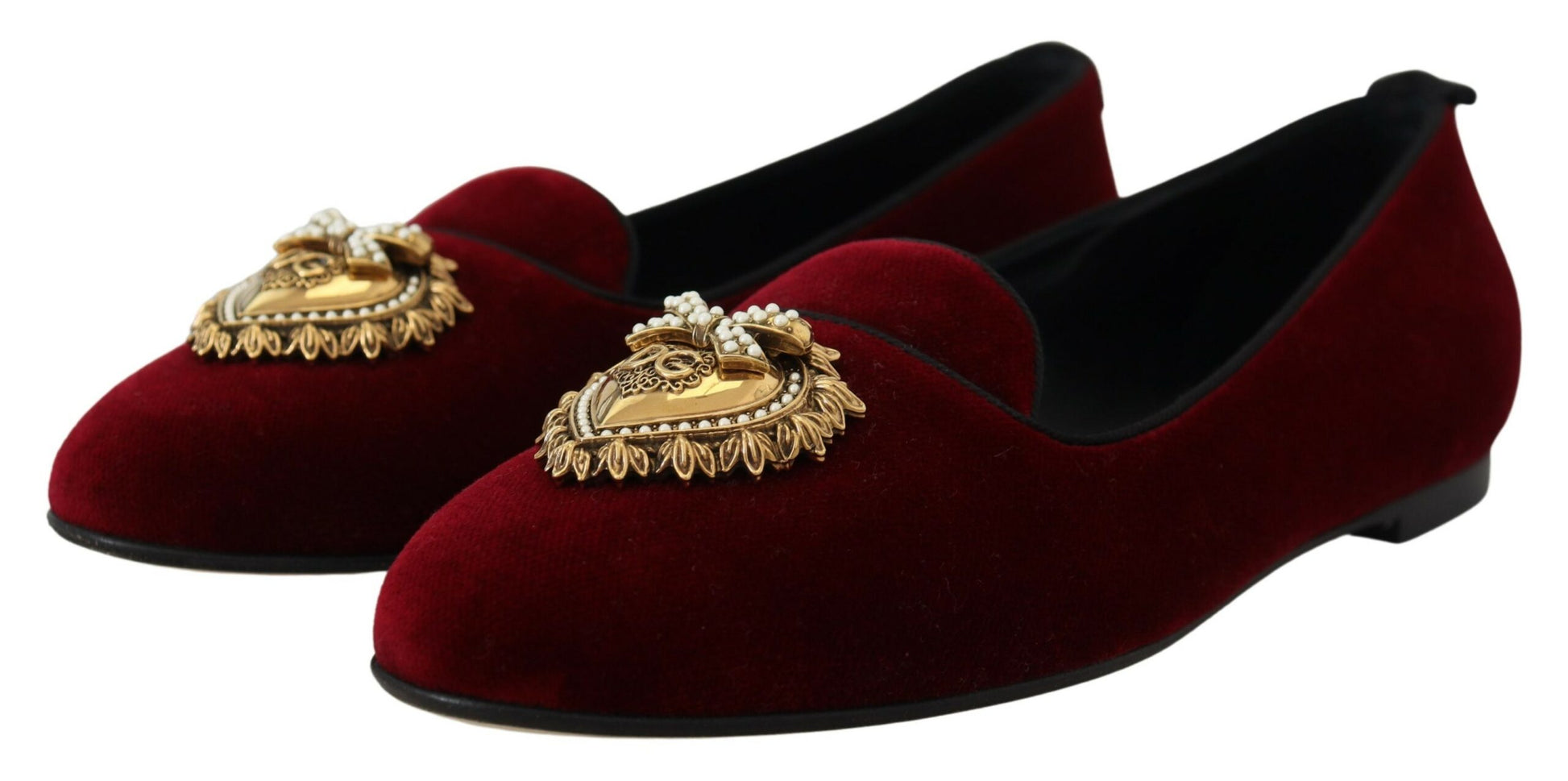 Mocassins à enfiler en velours bordeaux Dolce &amp; Gabbana