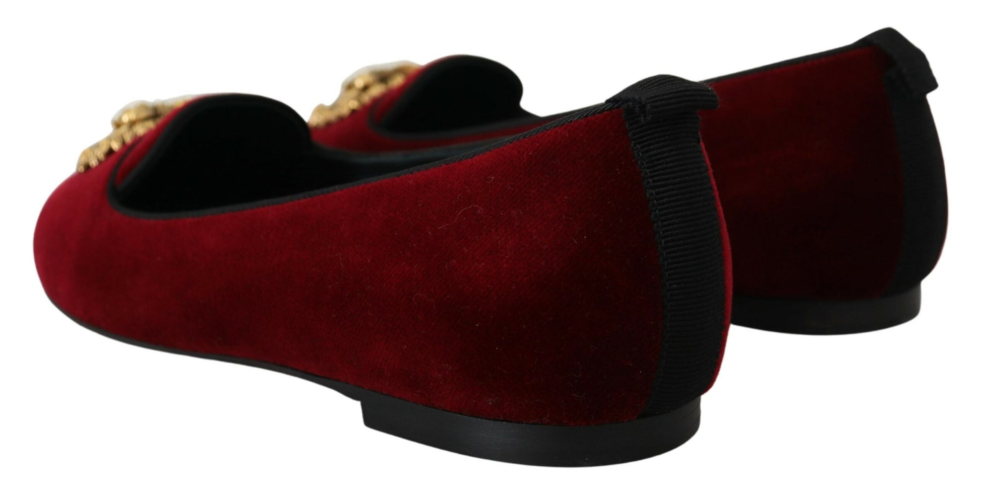 Mocassins à enfiler en velours bordeaux Dolce &amp; Gabbana