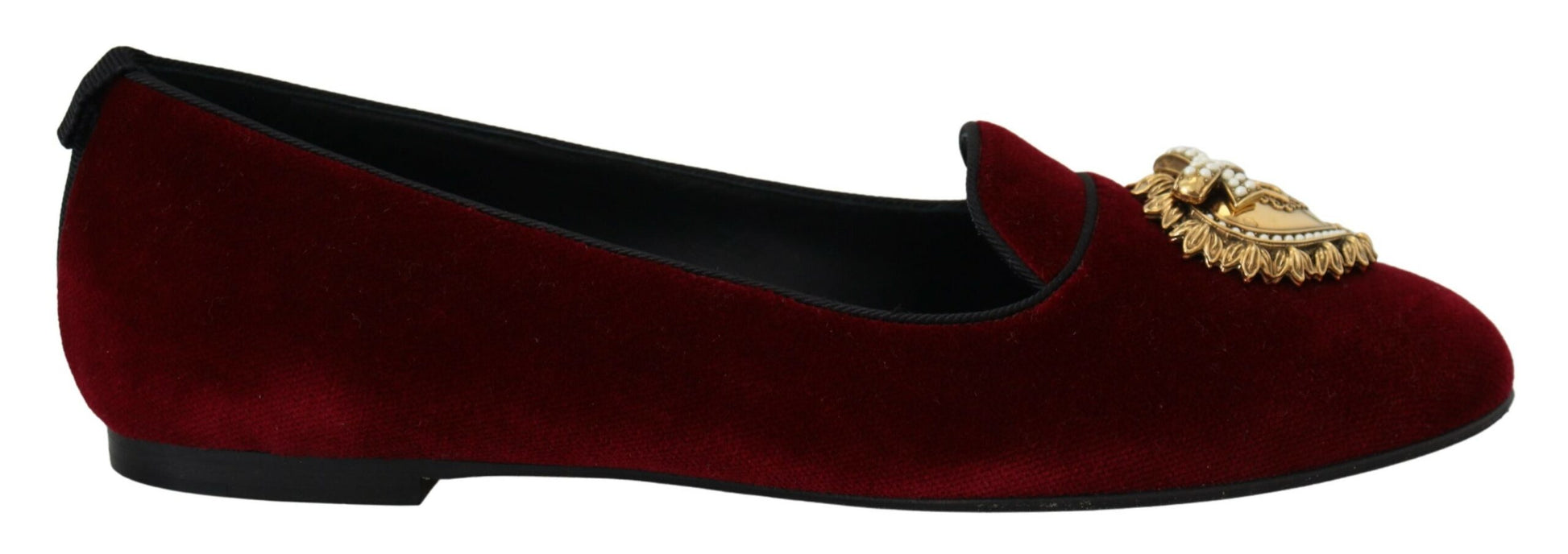 Mocassins à enfiler en velours bordeaux Dolce &amp; Gabbana