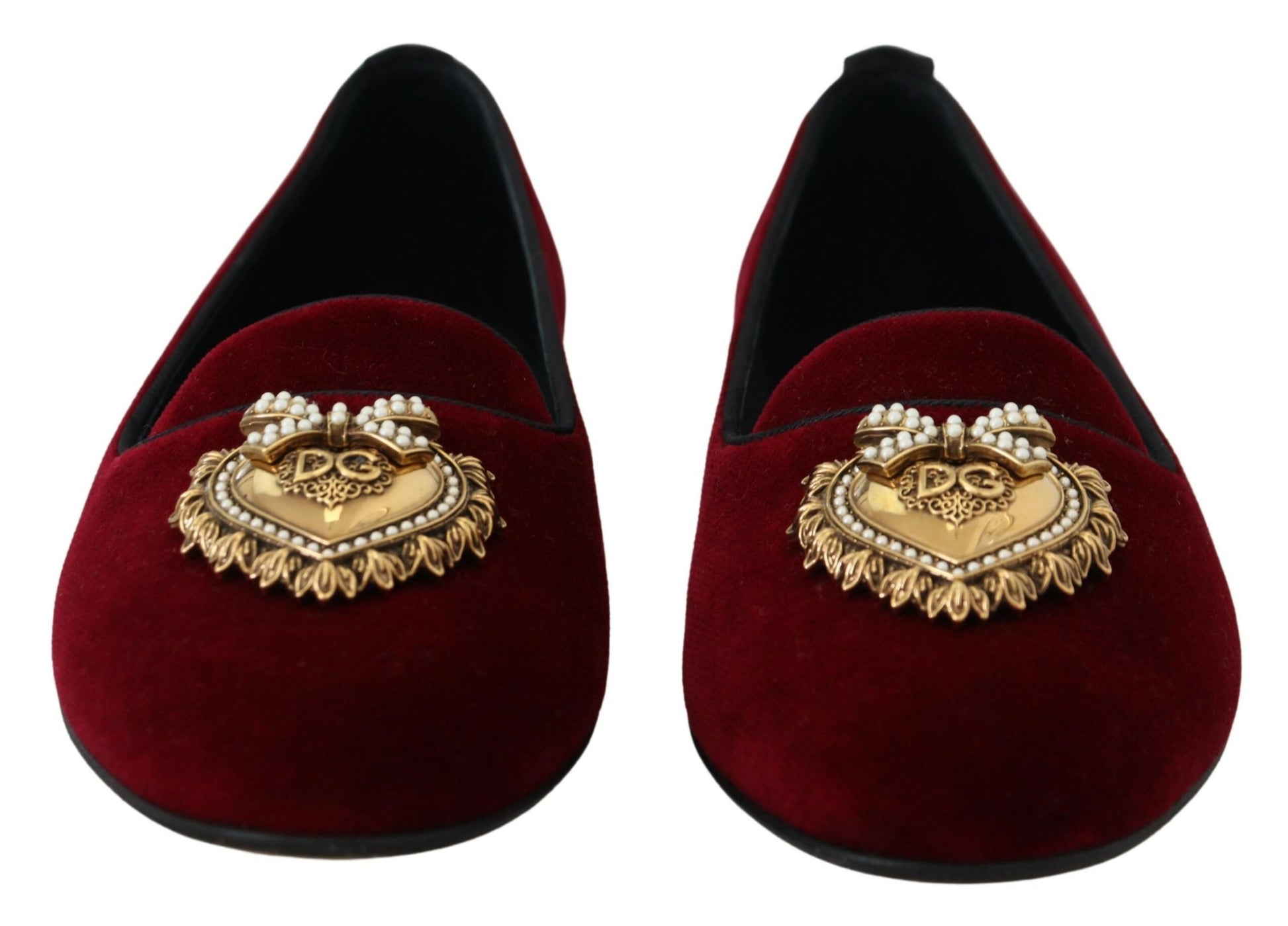 Mocassins à enfiler en velours bordeaux Dolce &amp; Gabbana