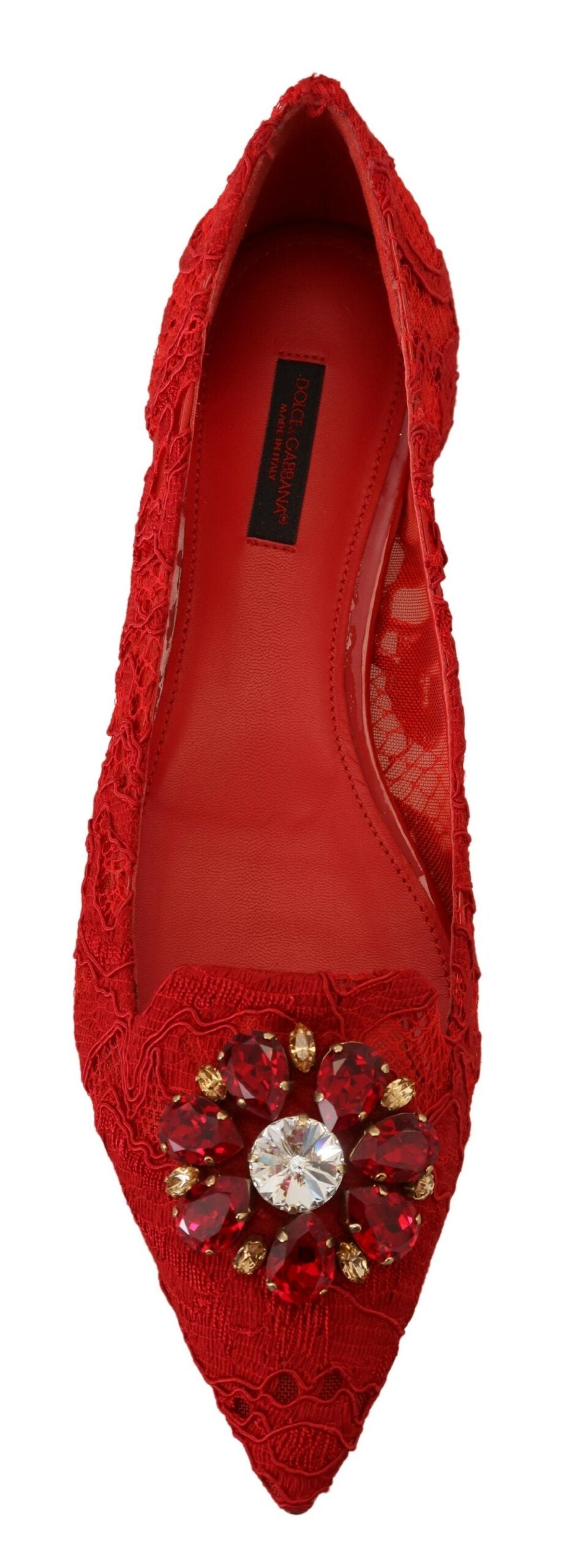 Mocassins plats Dolce &amp; Gabbana à cristaux rouges Taormina