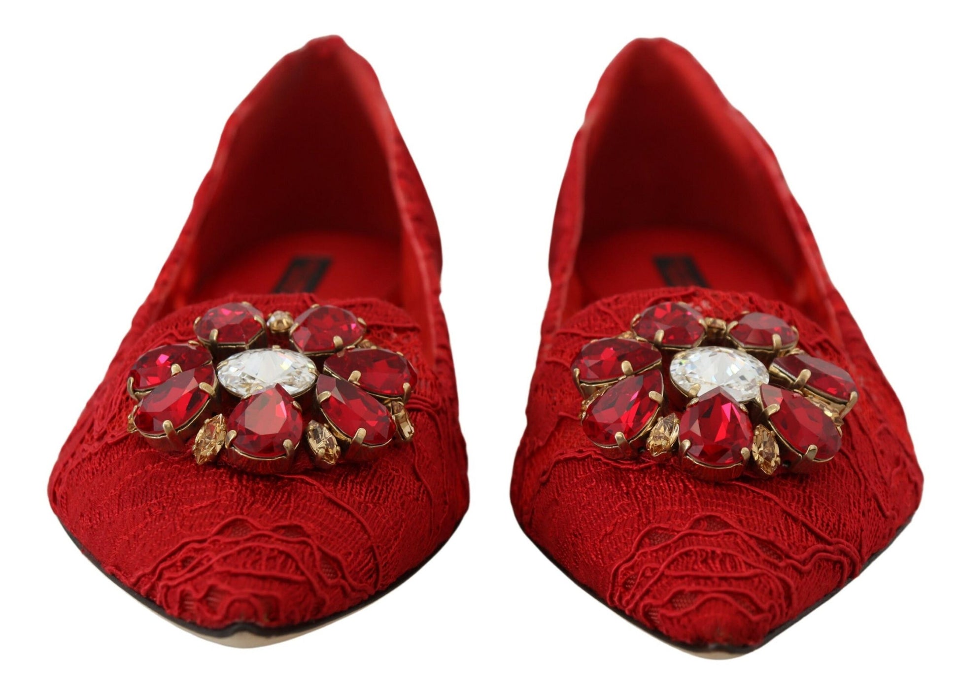 Mocassins plats Dolce &amp; Gabbana à cristaux rouges Taormina