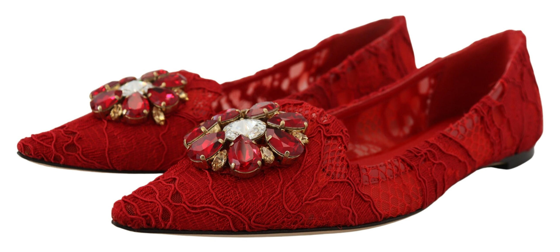 Mocassins plats Dolce &amp; Gabbana à cristaux rouges Taormina