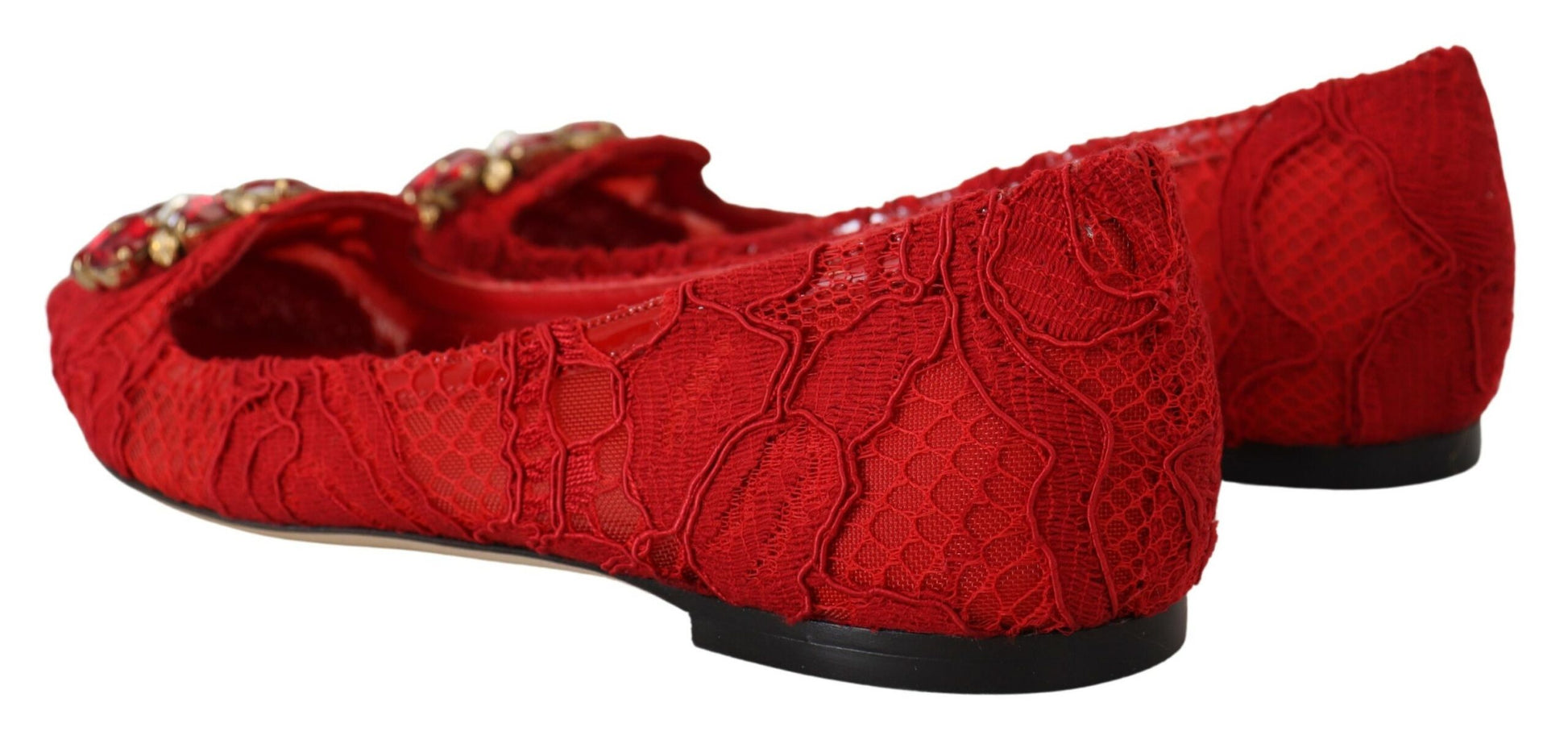 Mocassins plats Dolce &amp; Gabbana à cristaux rouges Taormina