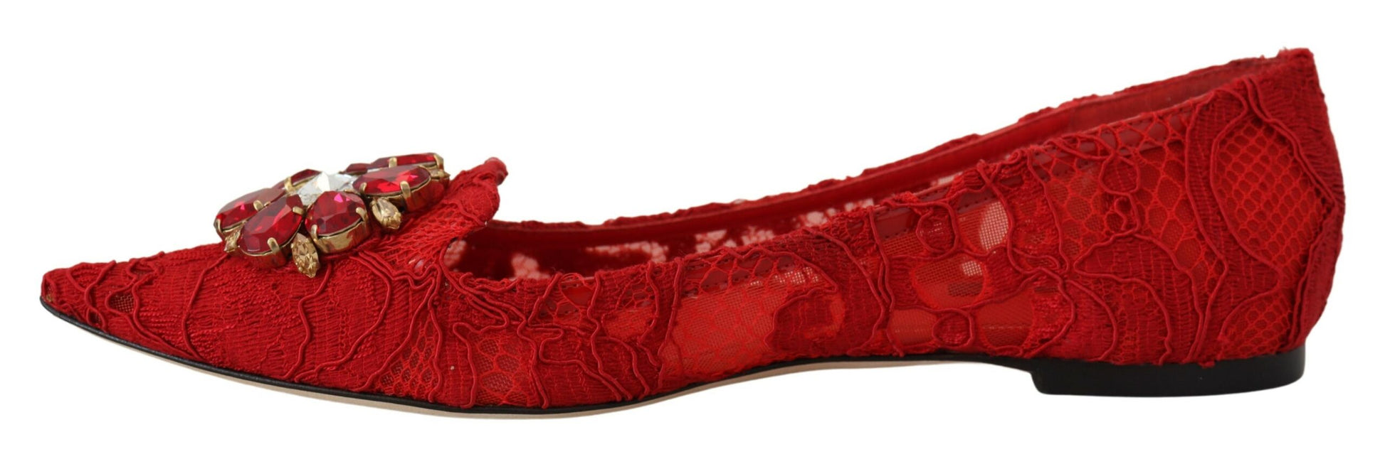 Mocassins plats Dolce &amp; Gabbana à cristaux rouges Taormina