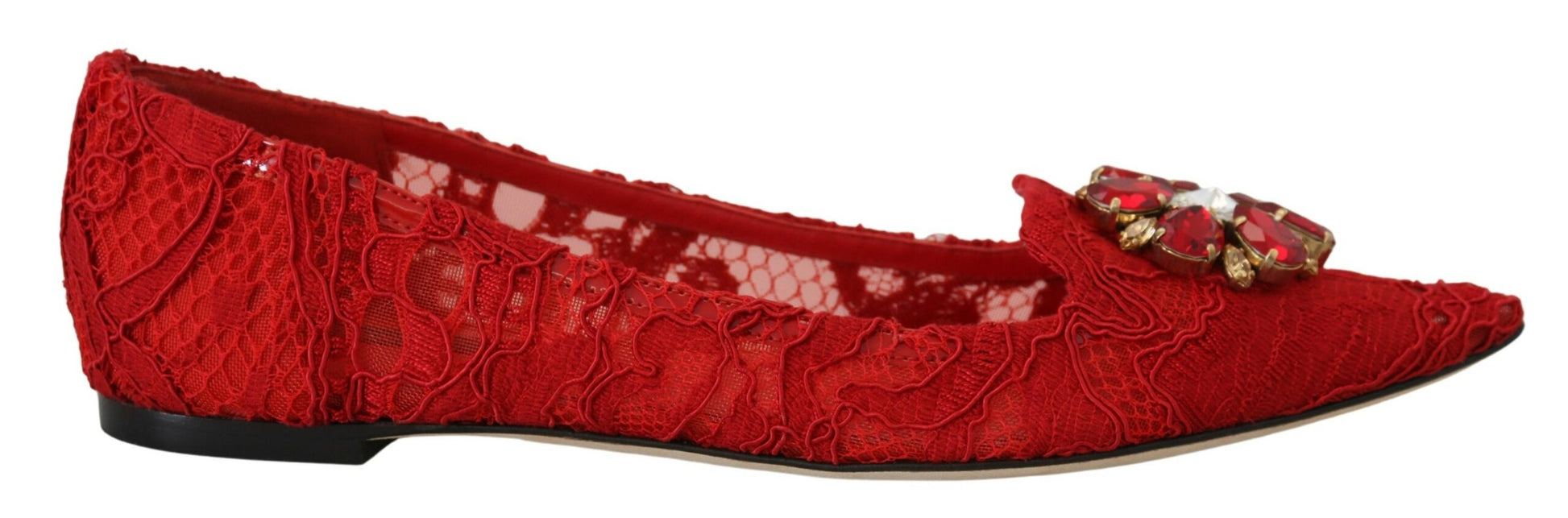 Mocassins plats Dolce &amp; Gabbana à cristaux rouges Taormina