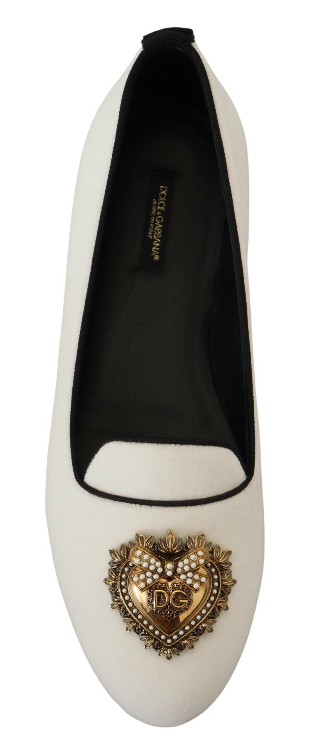 Mocassins plats en velours blanc Dolce &amp; Gabbana