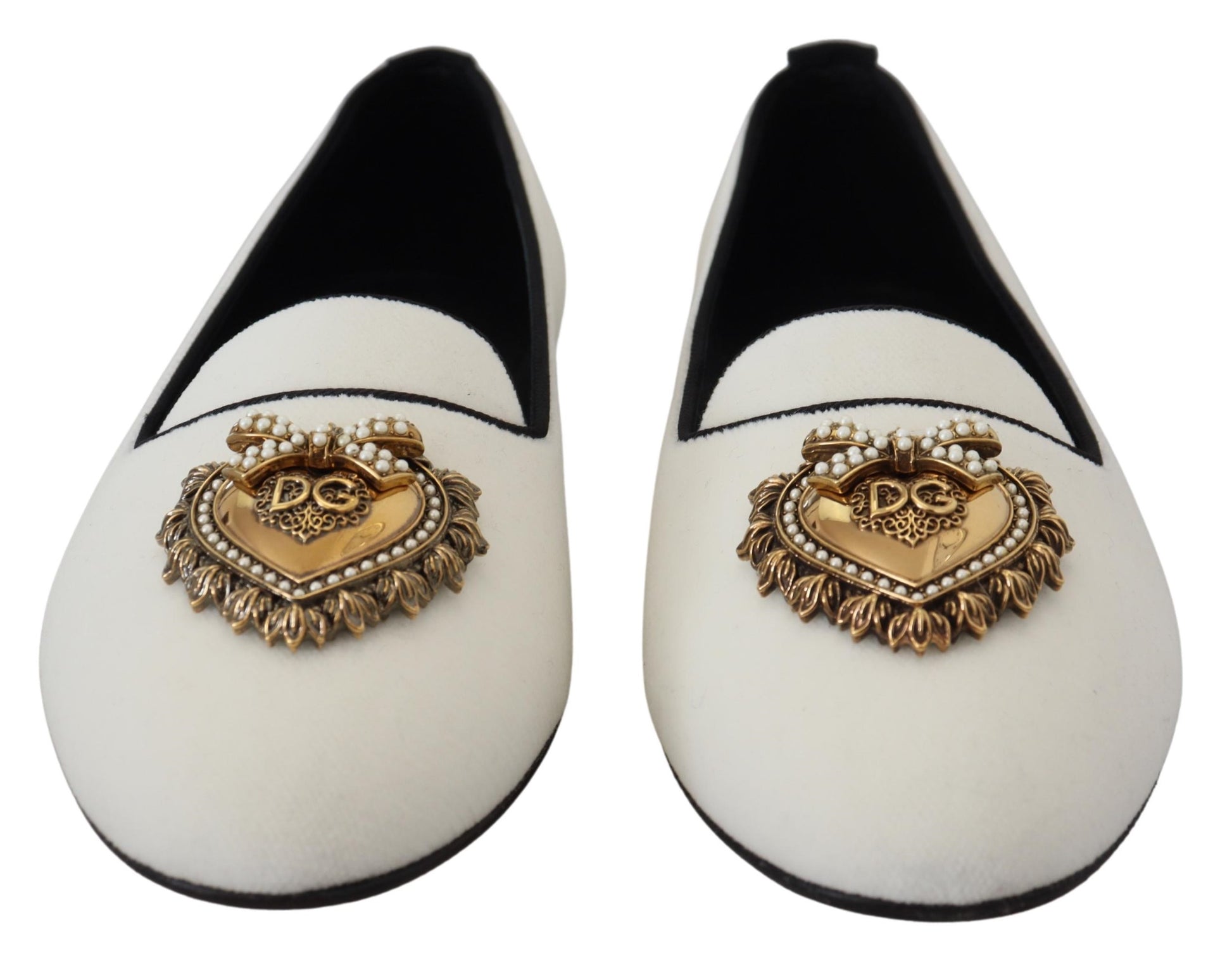 Mocassins plats en velours blanc Dolce &amp; Gabbana