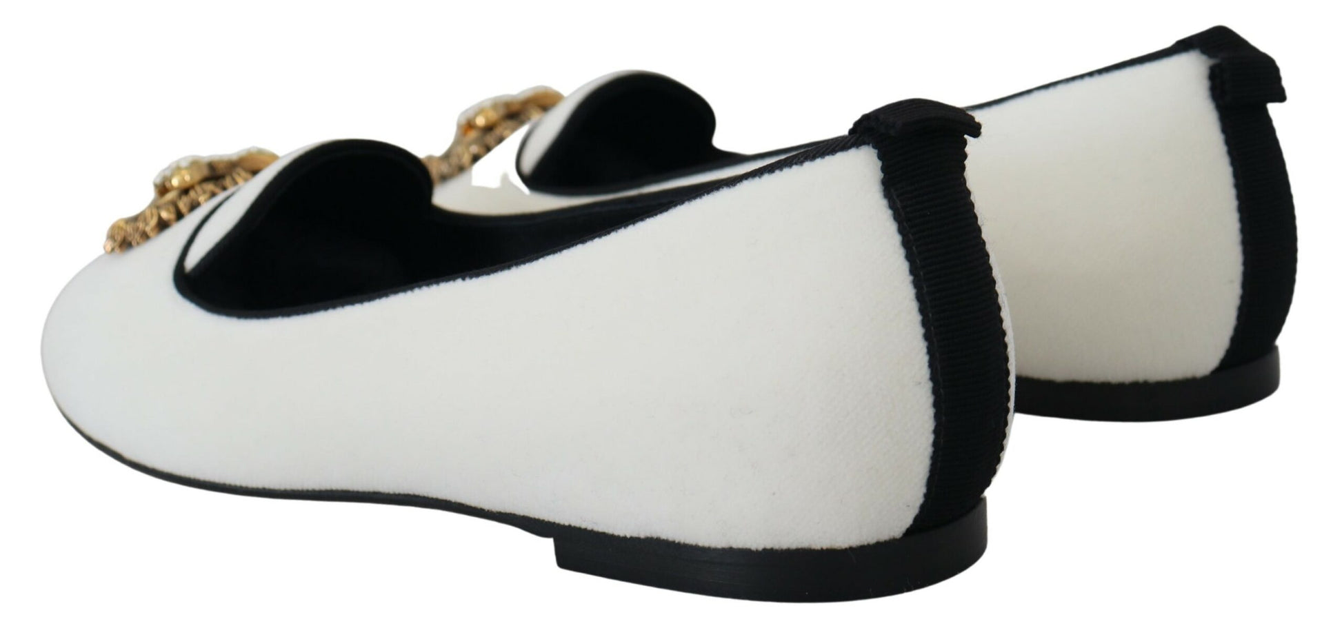 Mocassins plats en velours blanc Dolce &amp; Gabbana