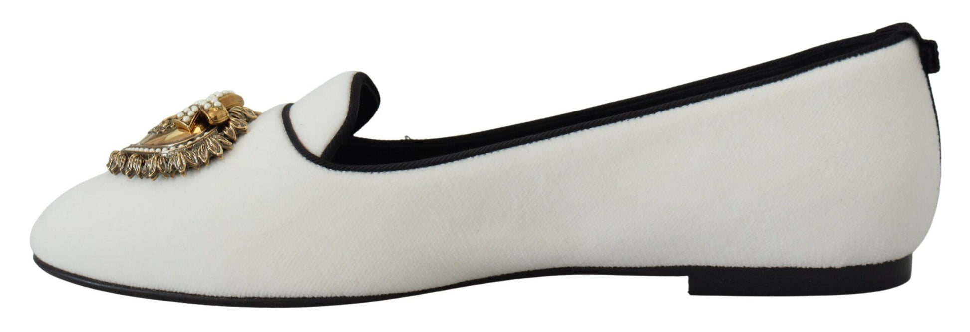 Mocassins plats en velours blanc Dolce &amp; Gabbana
