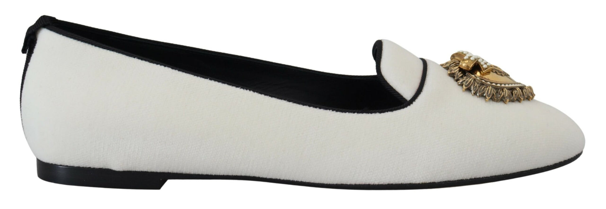Mocassins plats en velours blanc Dolce &amp; Gabbana