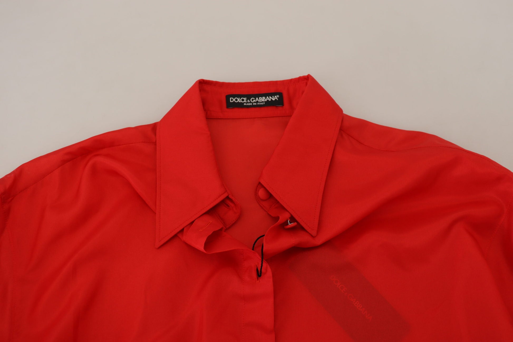 Chemise habillée à manches longues et col en soie rouge Dolce &amp; Gabbana