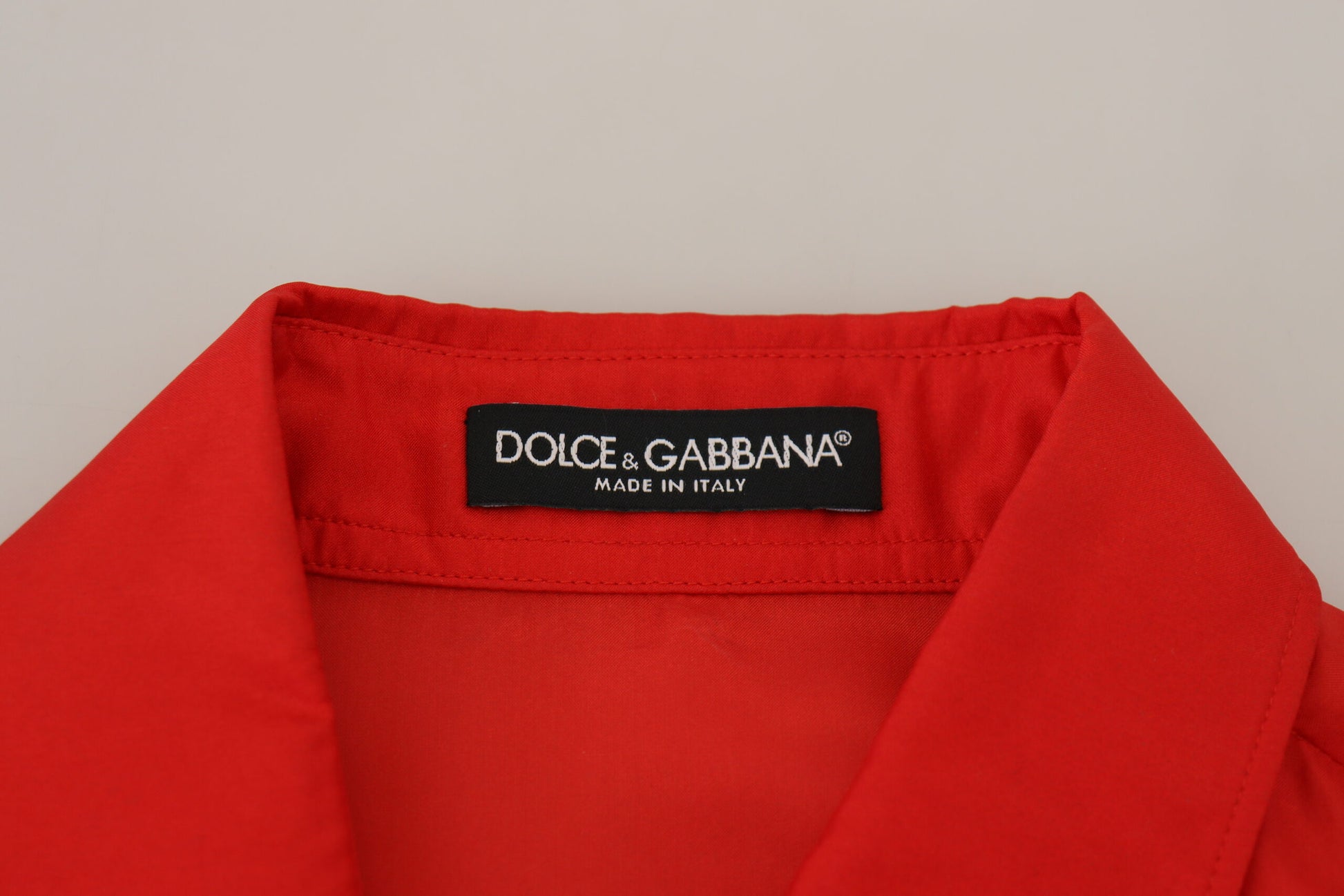 Chemise habillée à manches longues et col en soie rouge Dolce &amp; Gabbana