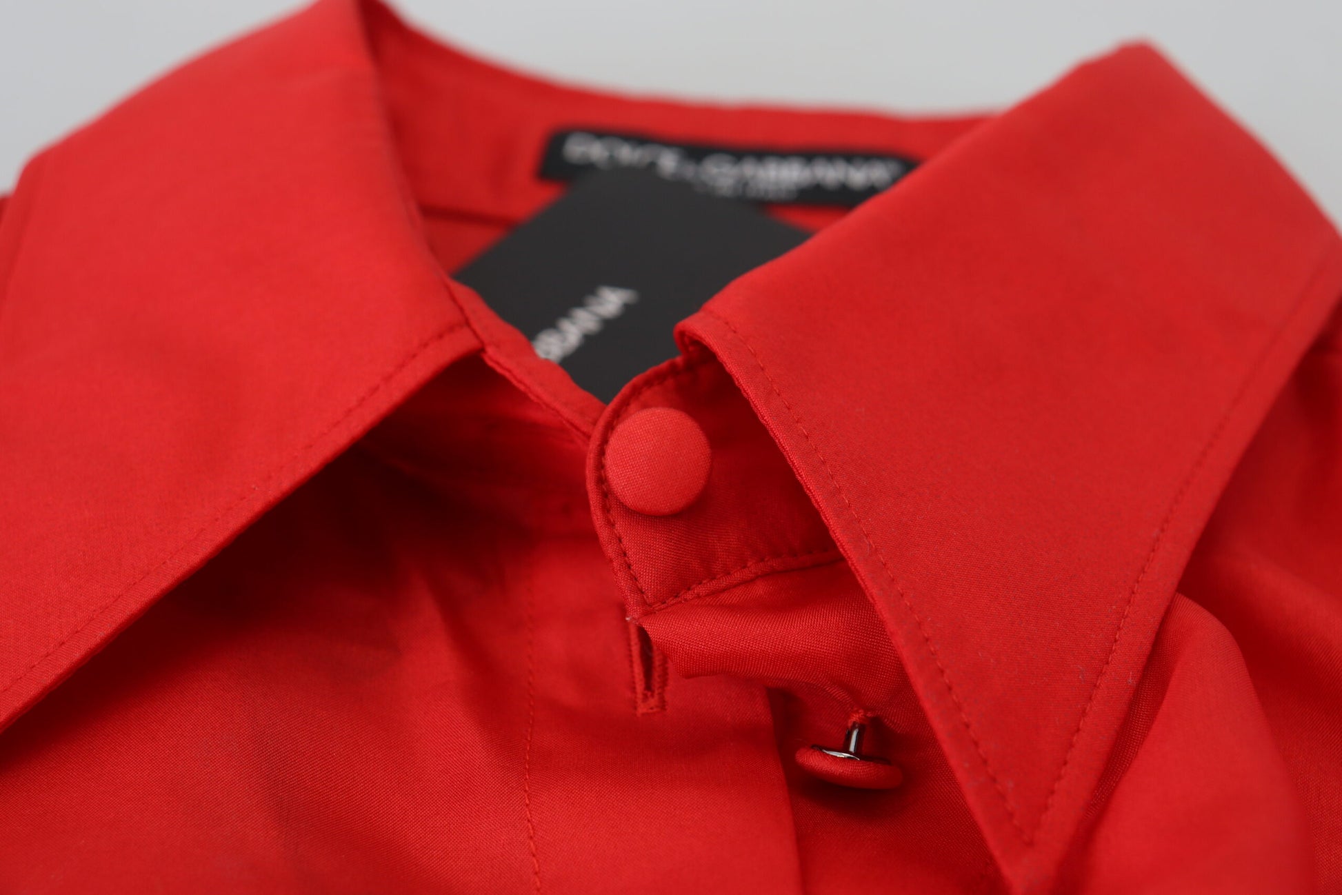Chemise habillée à manches longues et col en soie rouge Dolce &amp; Gabbana