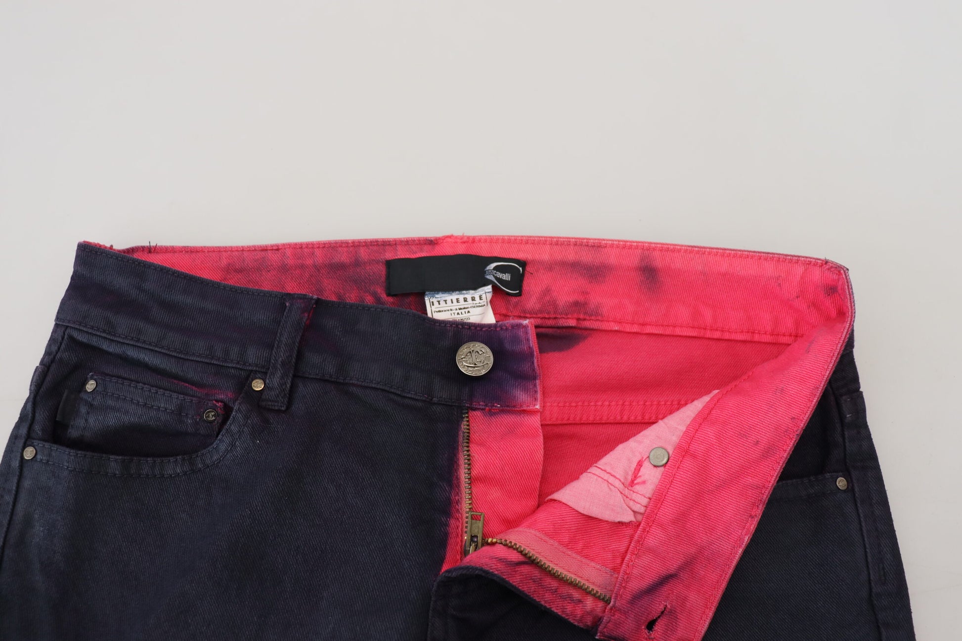 Jean slim noir taille basse Just Cavalli pour femme, coupe décontractée