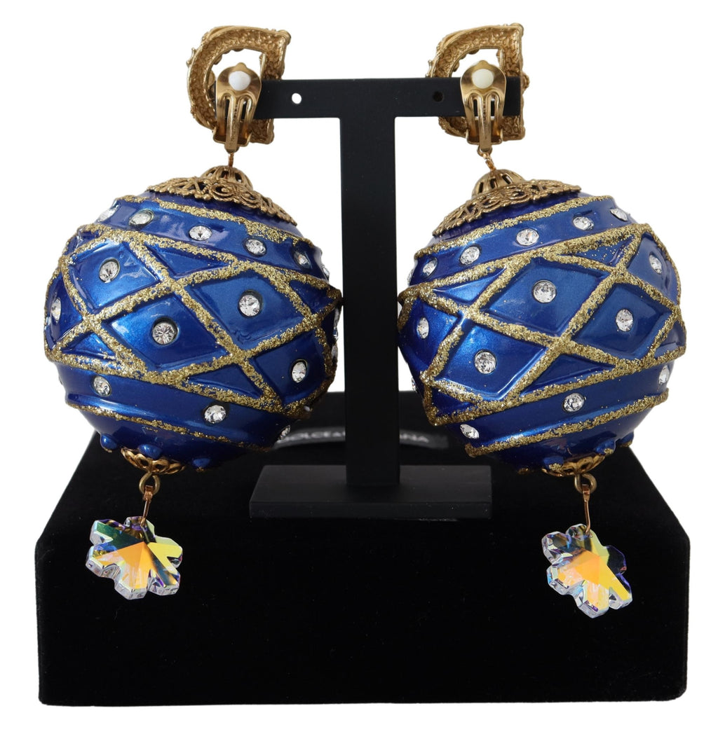Boucles d'oreilles à clip Dolce &amp; Gabbana en laiton doré et cristal bleu