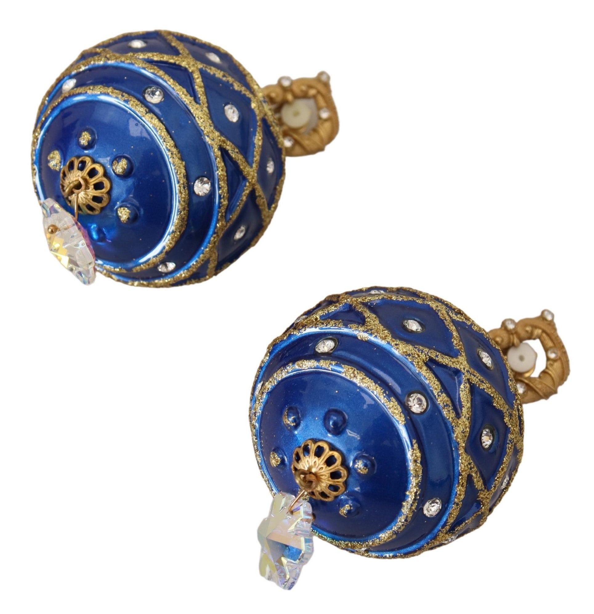 Boucles d'oreilles à clip Dolce &amp; Gabbana en laiton doré et cristal bleu