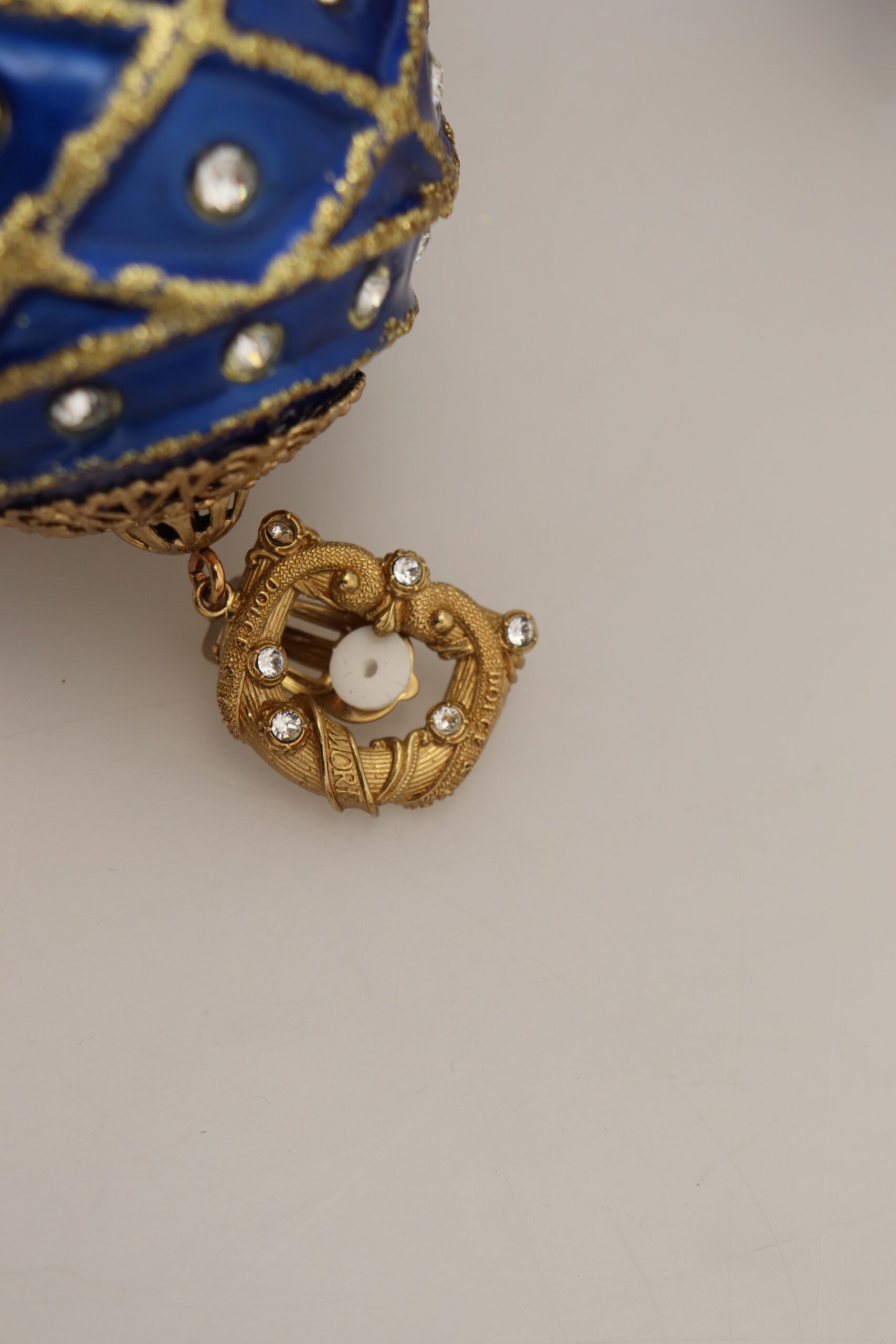 Boucles d'oreilles à clip Dolce &amp; Gabbana en laiton doré et cristal bleu