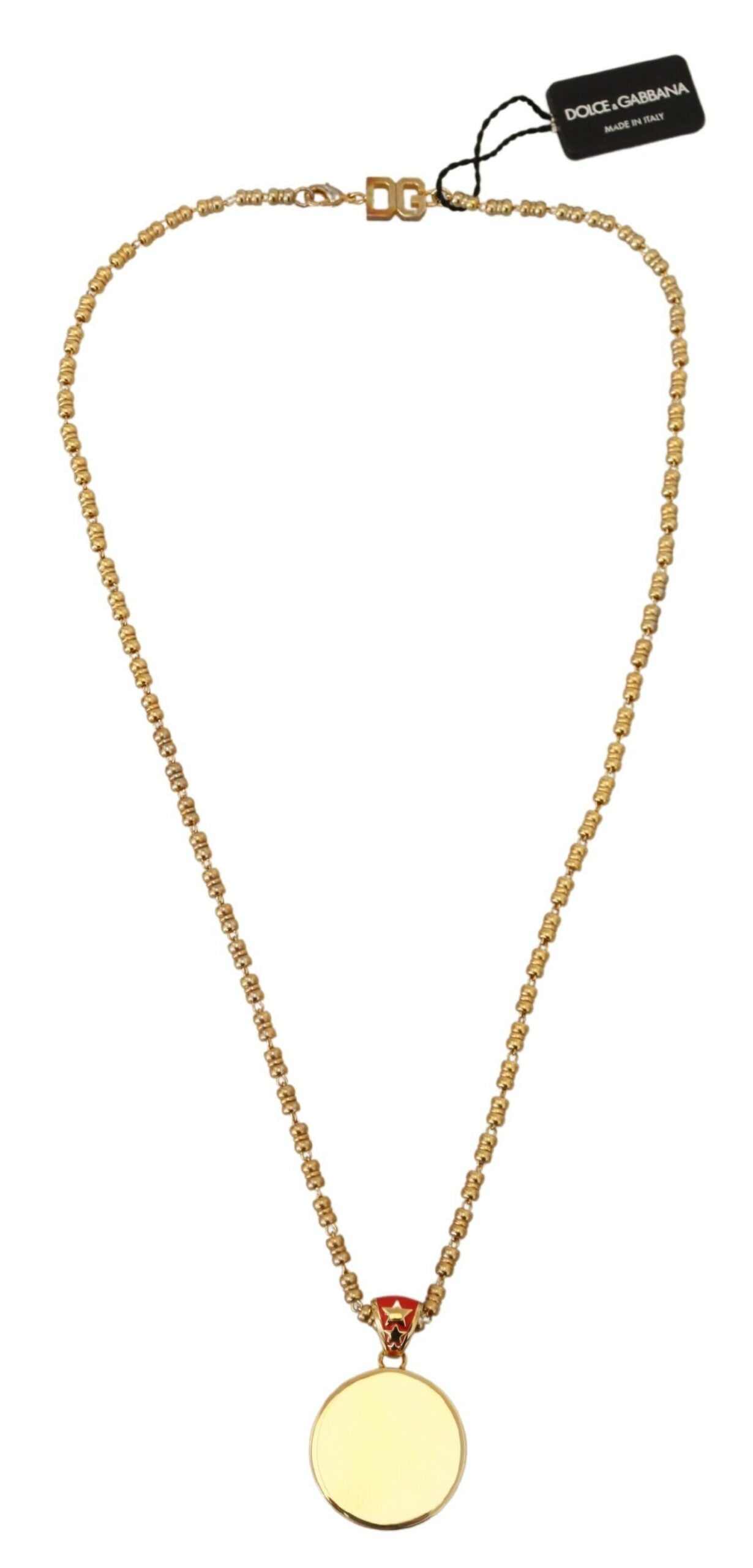 Collier Dolce &amp; Gabbana avec pendentif logo SUPER PIG en laiton doré