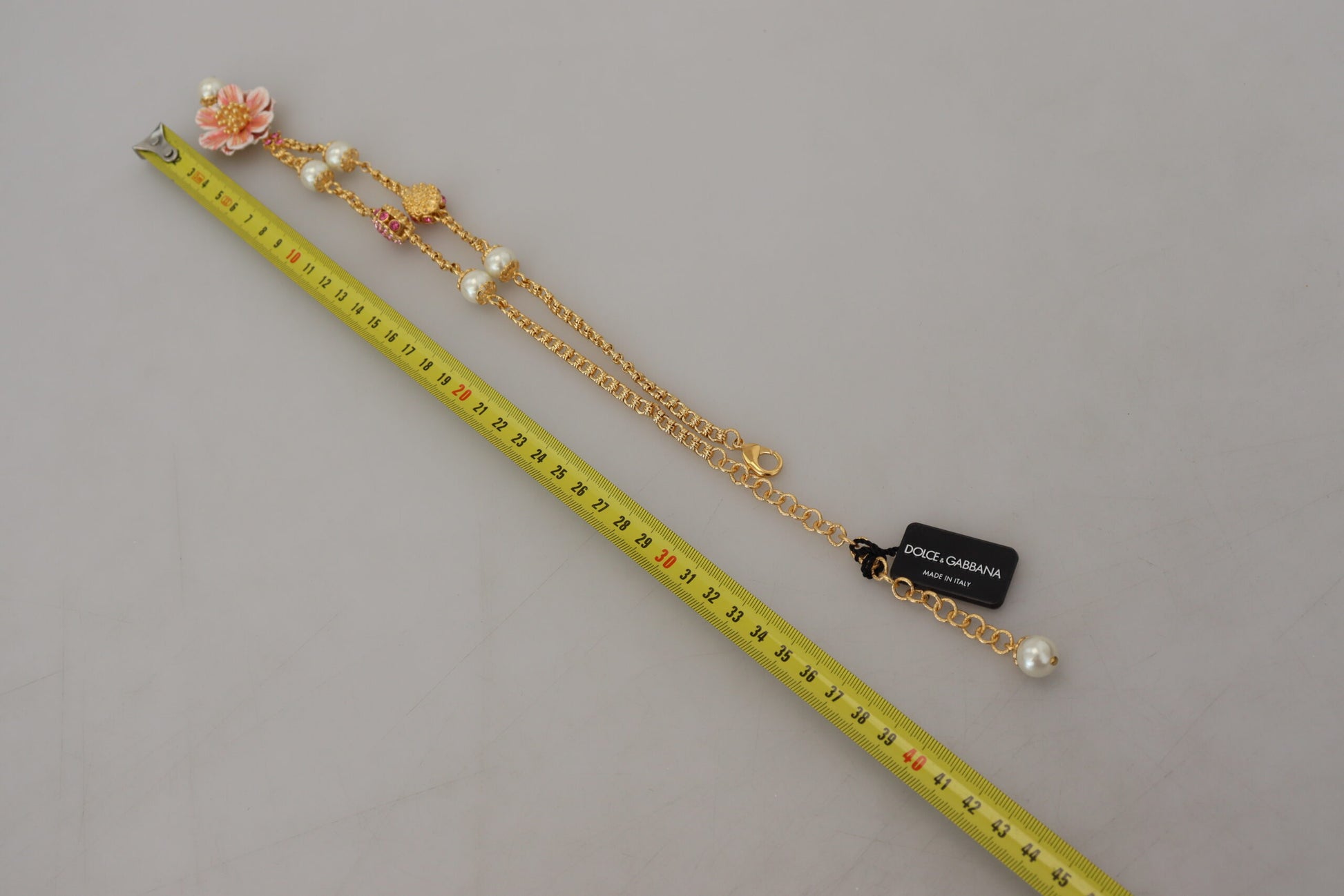 Collier Dolce &amp; Gabbana doré orné de cristaux floraux roses