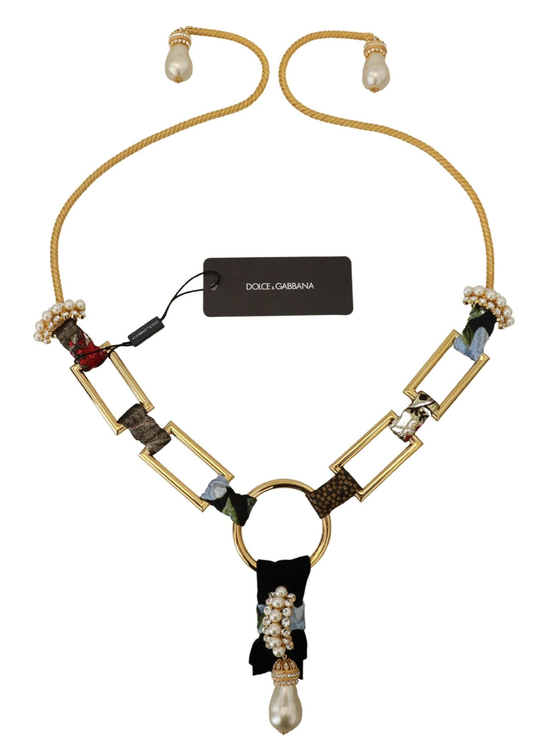 Collier Dolce &amp; Gabbana en laiton doré et cristal de Sicile