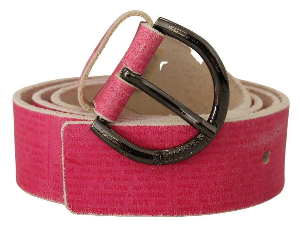Ceinture à boucle ronde en cuir rose avec logo John Galliano